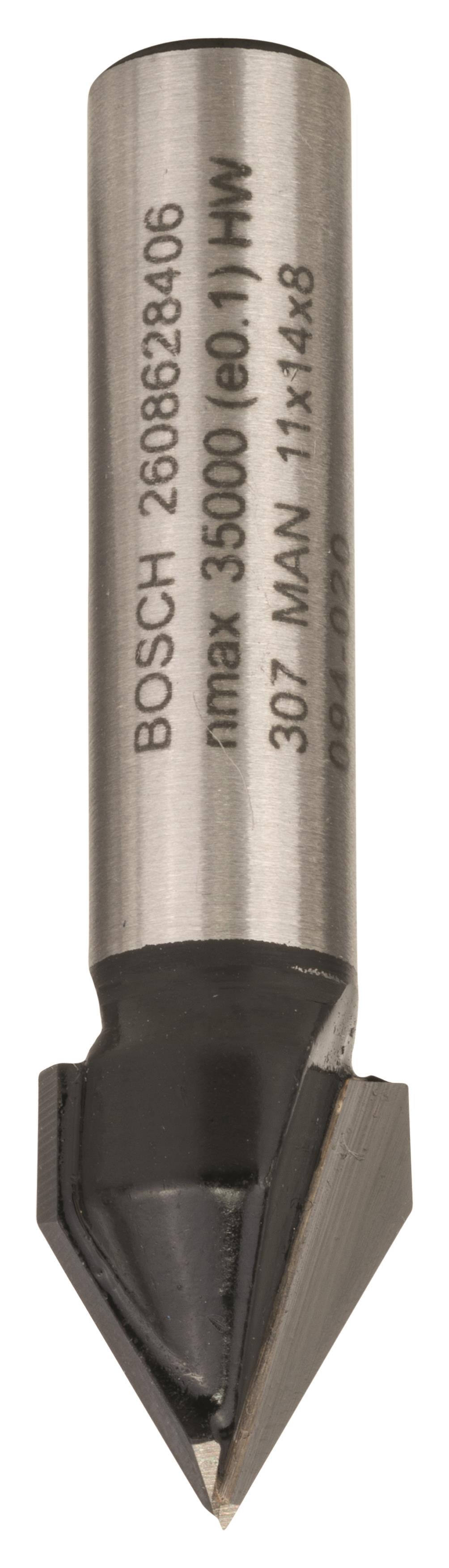 BOSCH Drážkovací fréza tvaru V, 8 mm, D1 11 mm, L 14 mm, G 45 mm, 60° 2.608.628.406