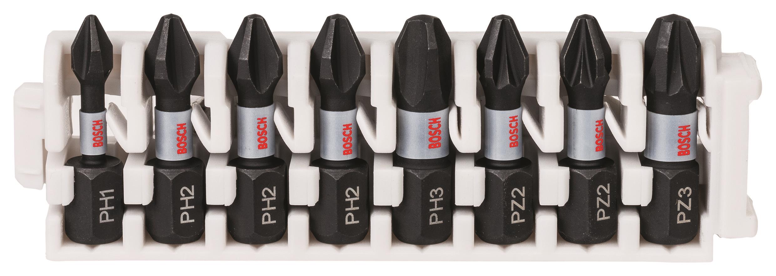 BOSCH 8dílná souprava nástavců Impact Control, 1×PH1;3×PH2;1×PH3;2×PZ2;1×PZ3 2.608.522.323