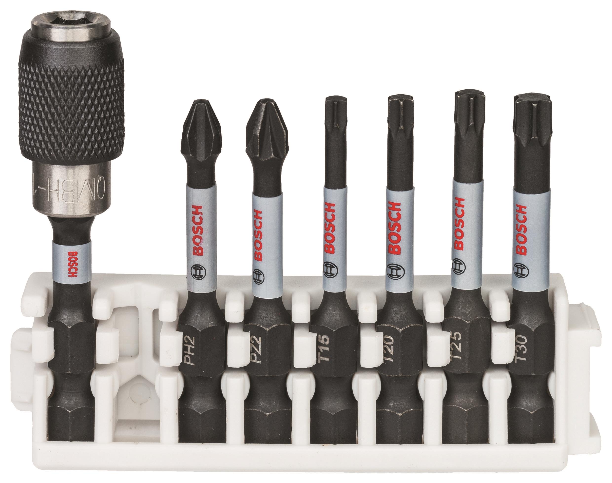 BOSCH Souprava šroubovacích nástavců Impact Control, 7 kusů, 1×PH2;1×PZ2;1×T15;1×T20;1×T25;1×T30 2.6
