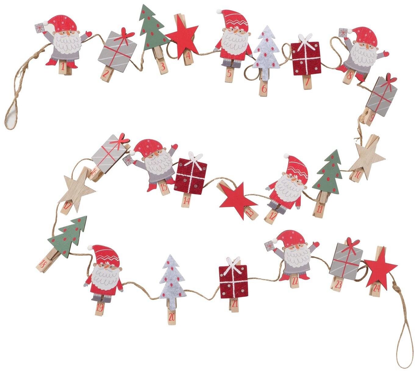 Boltze Home Adventní kalendář MONTI s klipy, 220 cm