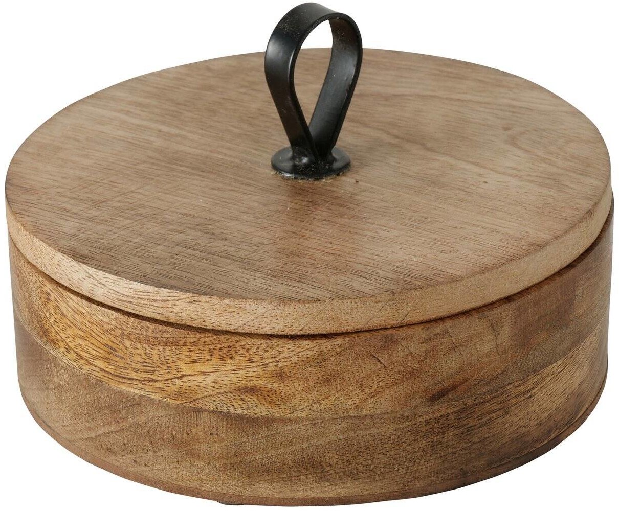 Boltze Kulatá krabička Kabir, mangové dřevo 19 cm