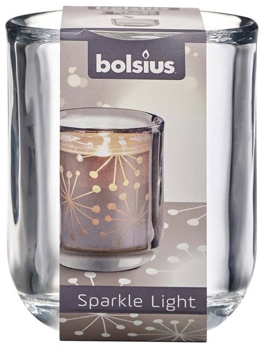 Bolsius Svícen Sparkle light, čirý, sklo 71 × 87 mm