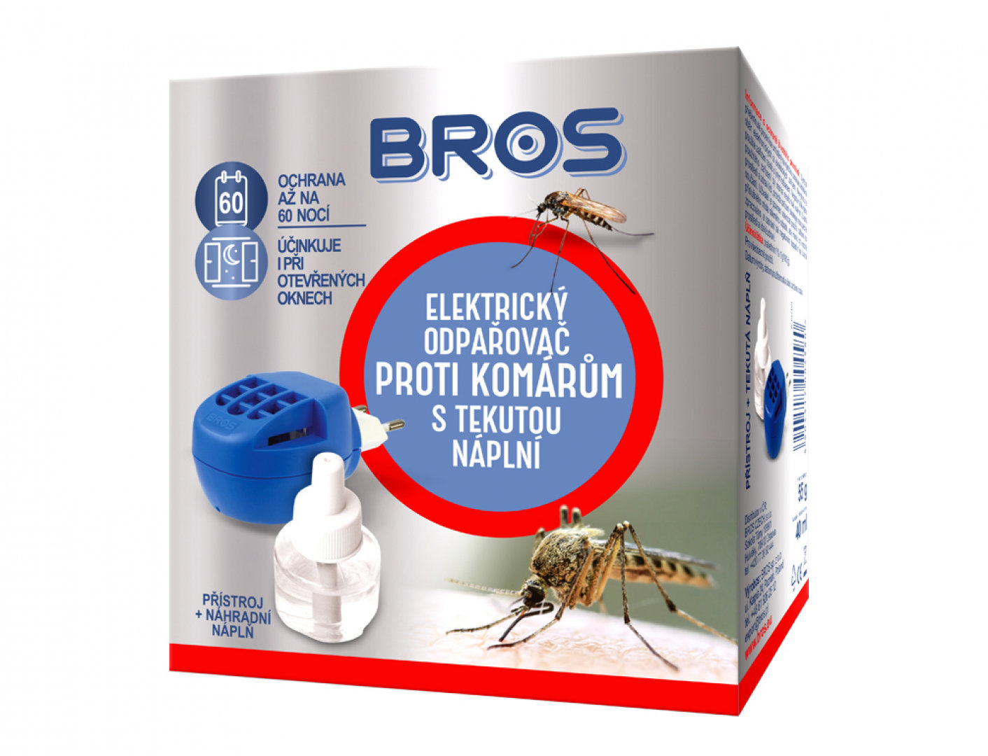 BROS elektrický odpařovač proti komárům s tekutou náplní