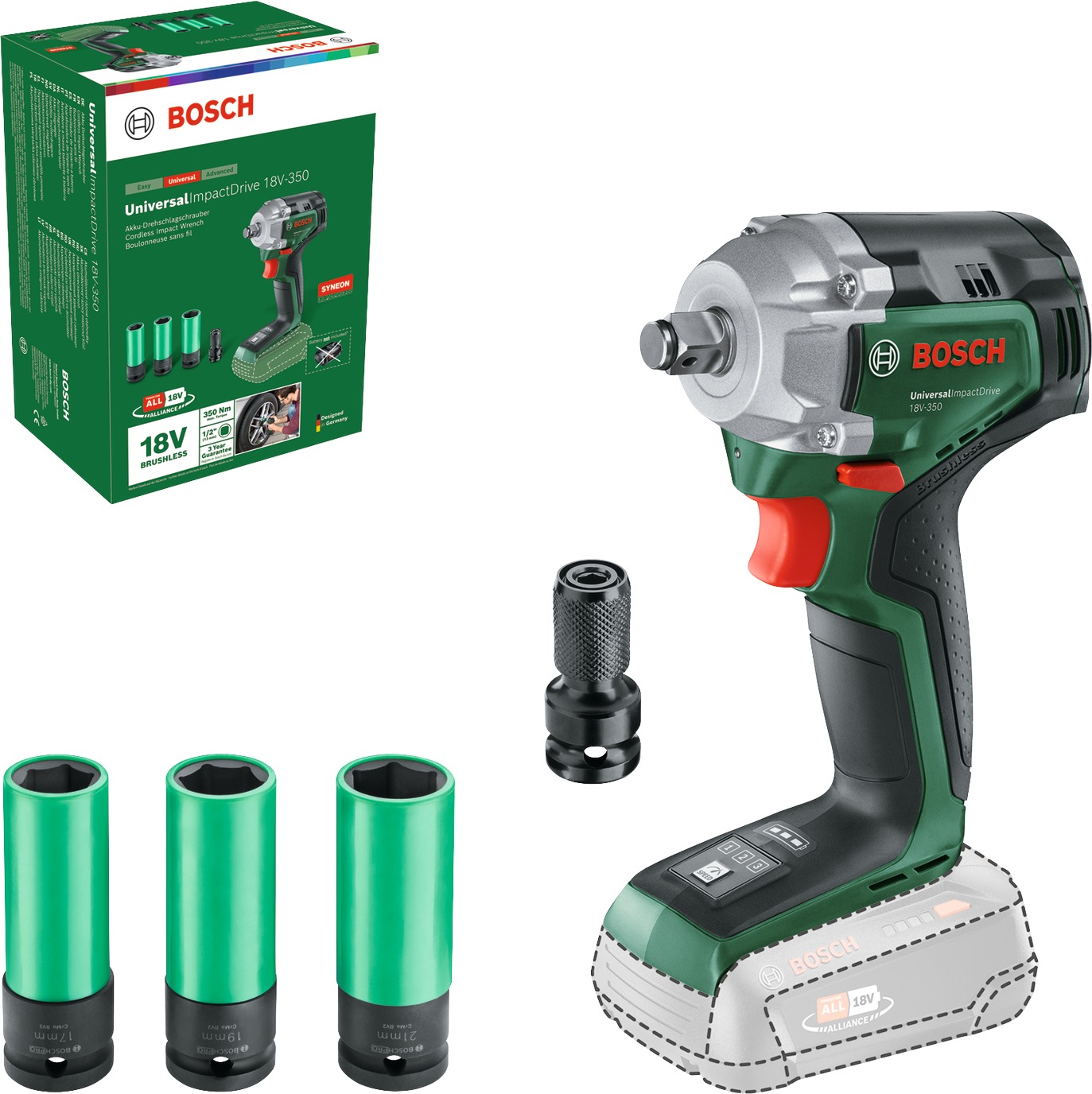 BOSCH Rázový utahovák AKU UniversalImpactDrive 18V-350 0.603.980.305 (bez AKU)