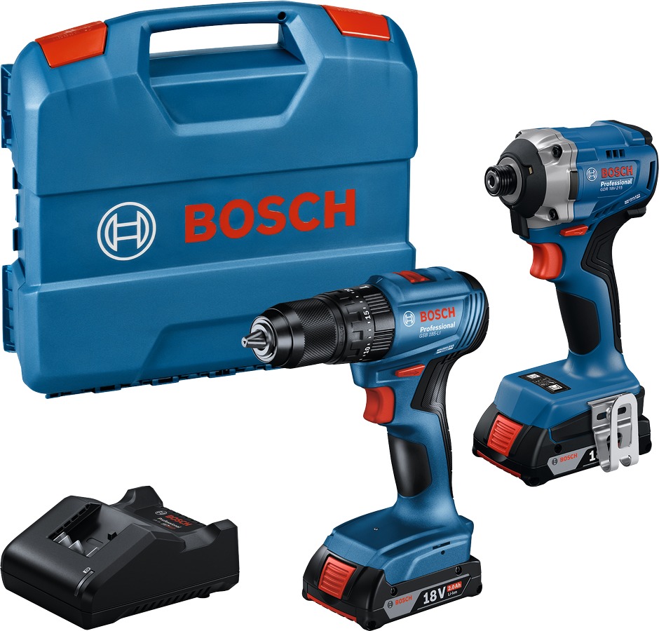 BOSCH Sada aku nářadí GDR 18V-215 + GSB 185-LI (2 × GBA 18V 20Ah; GAL 18V-20, kufr) 0.601.9N2.024