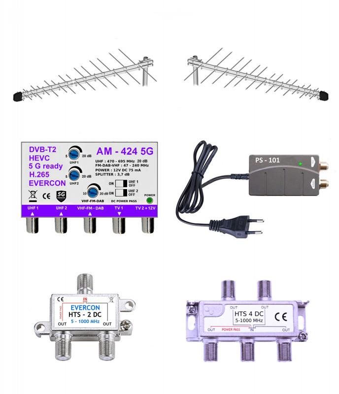 EVERCON anténní komplet pro 6 TV Emme Esse KOM-424-101-6