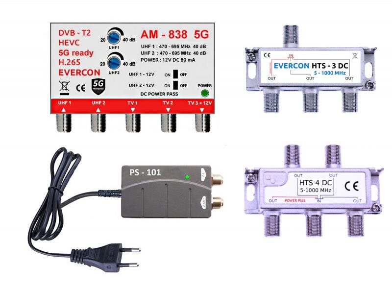 EVERCON anténní set pro 8 TV 838-101-8 5G pro DVB-T2