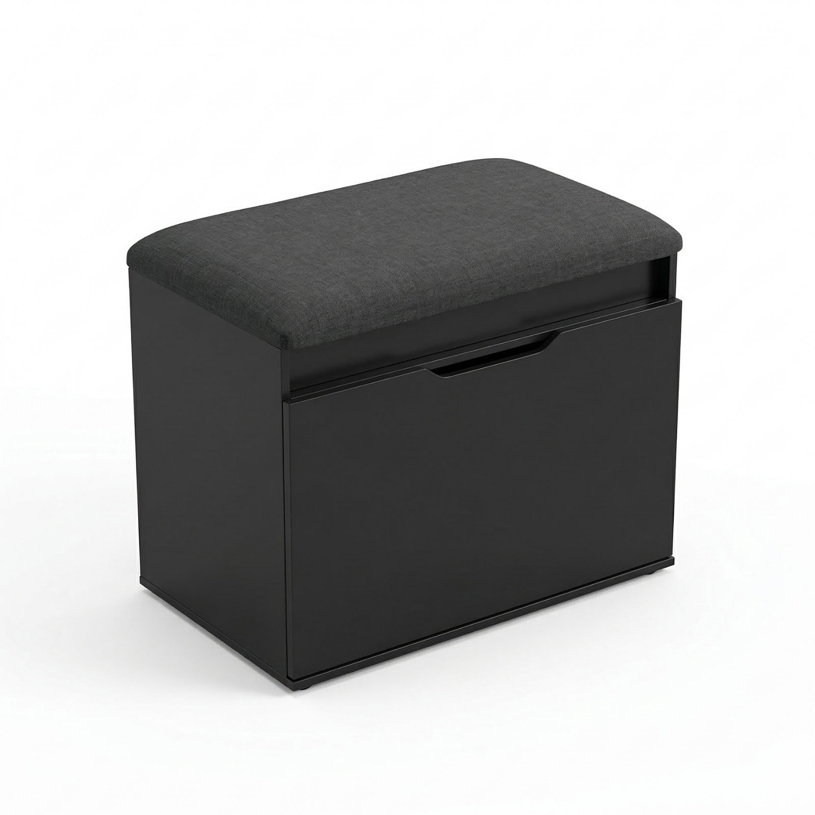 BOXIMO Botník s sedákem a úložným prostorem VIRA, 60 × 50 × 35 cm, černý
