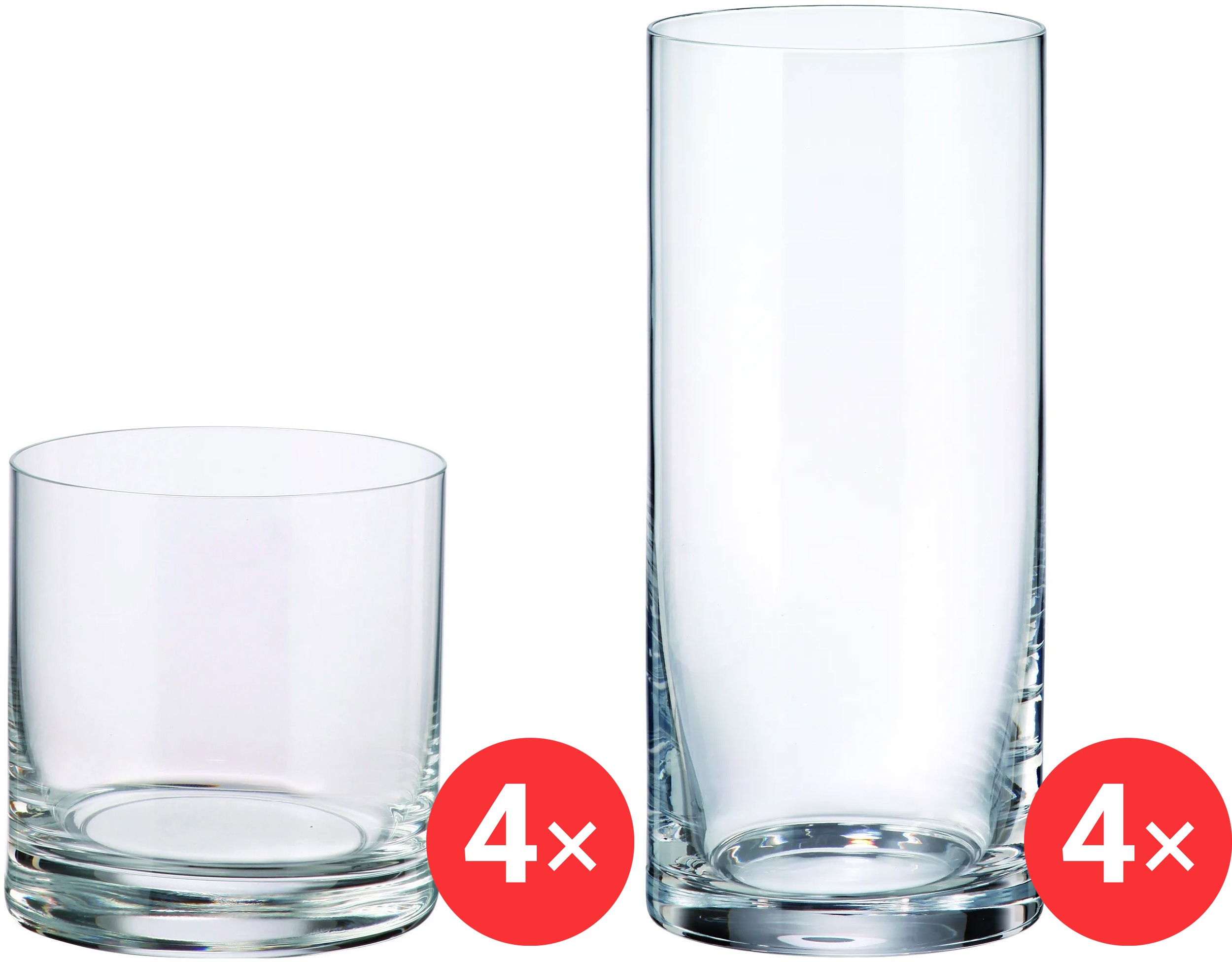BOHEMIA ROYAL CRYSTAL Sada sklenic na vodu 4x 410 ml + 4x470 ml BARWARE SET