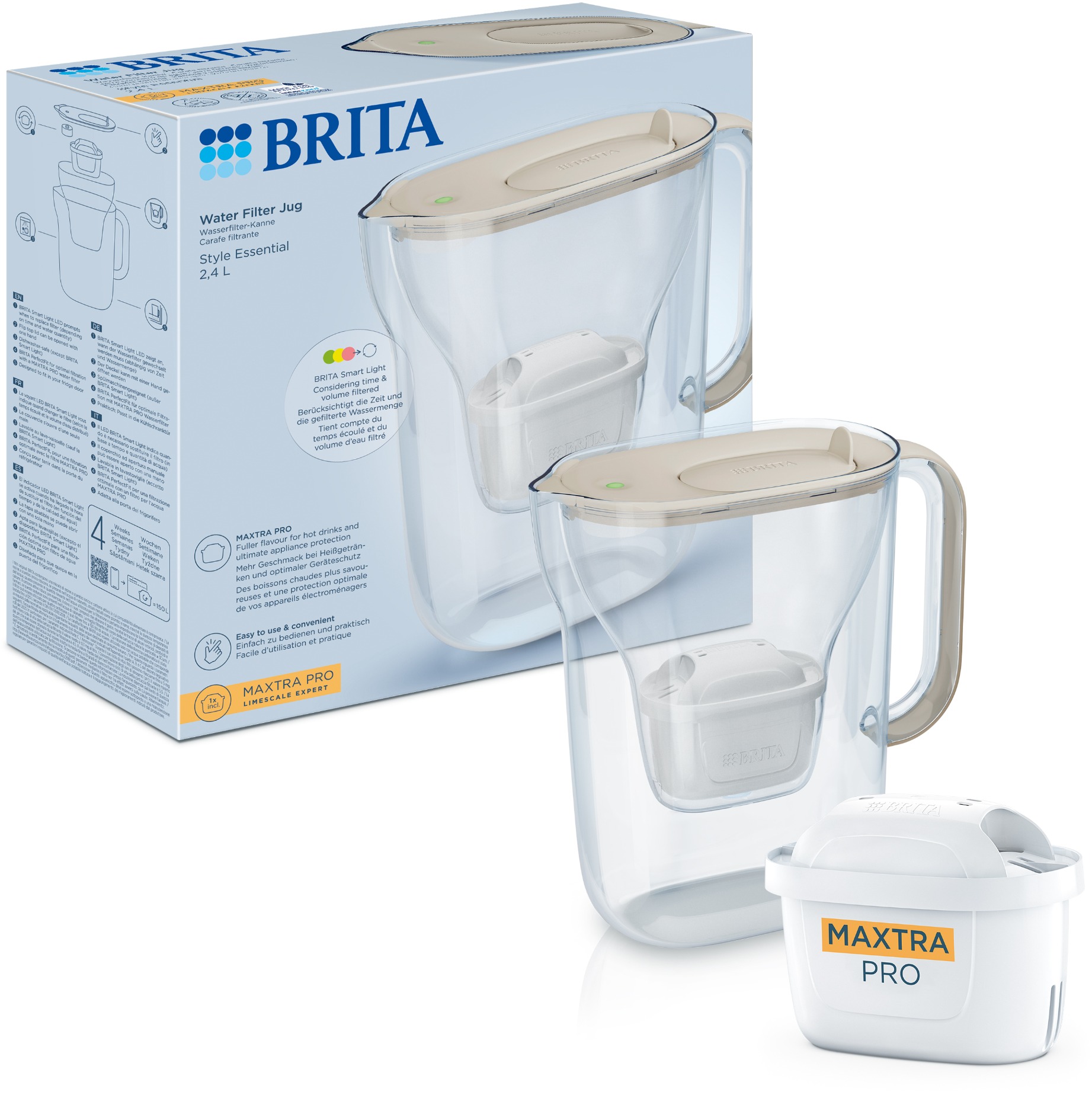Brita Style Essential s filtrem Maxtra Hard Water Expert, 2, 4 l, písková