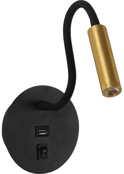 BRILAGI LED Flexibilní nástěnná lampa s USB portem MAYA LED/3W/230V černá/zlatá