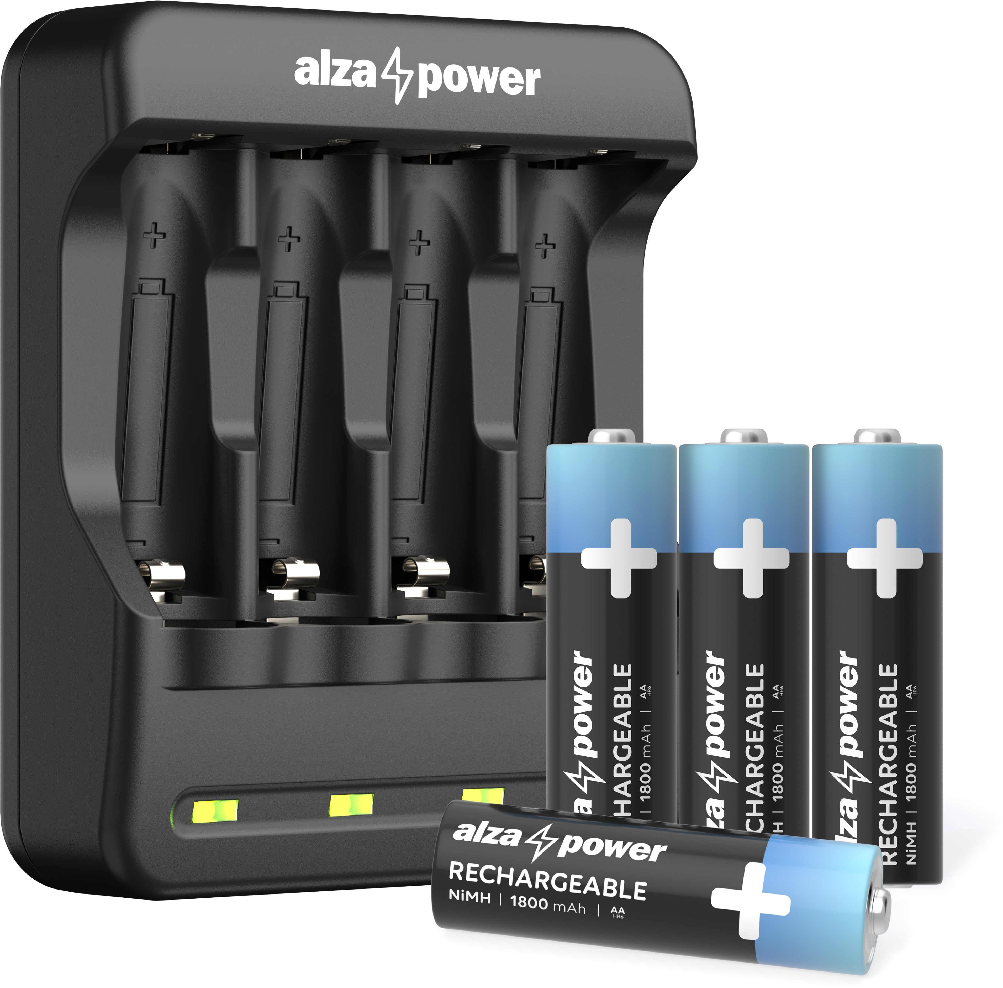 AlzaPower SET AP410-A Battery Charger + Rechargeable battery HR6 (AA) 1800 mAh 4ks