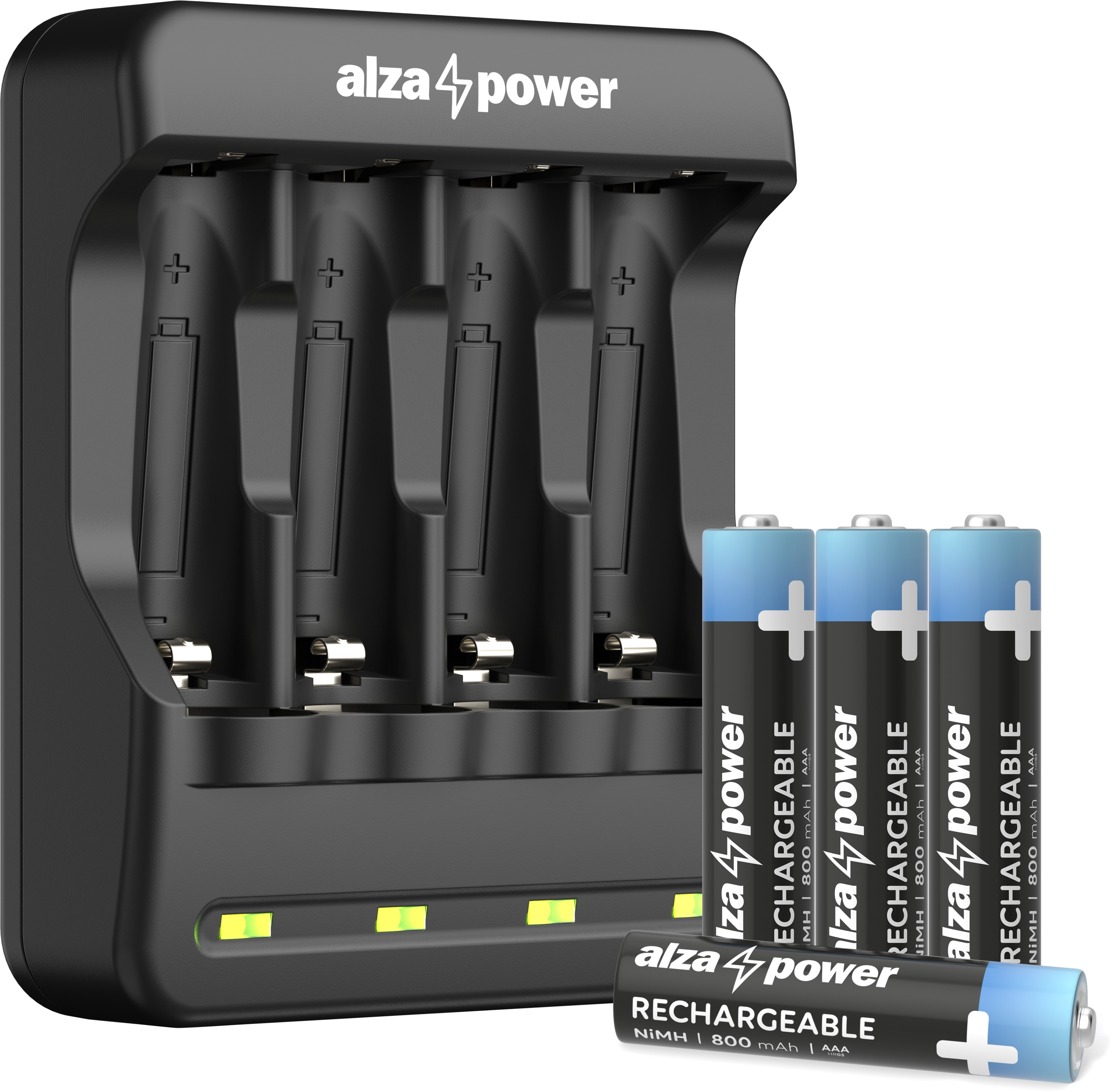 AlzaPower SET AP410-B Battery Charger + Rechargeable battery HR03 (AAA) 800 mAh 4ks