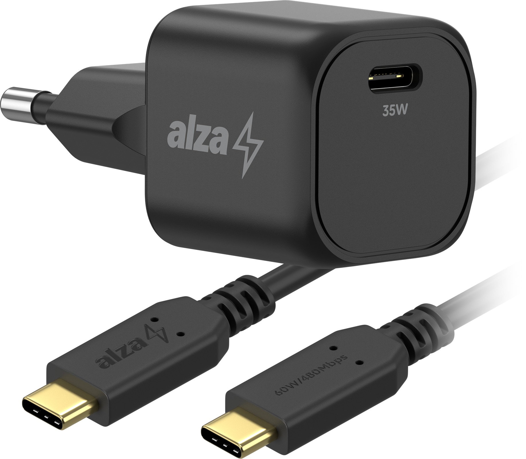 AlzaPower Apex G550 35W Černá + Core USB-C 2.0 60W 1m černý