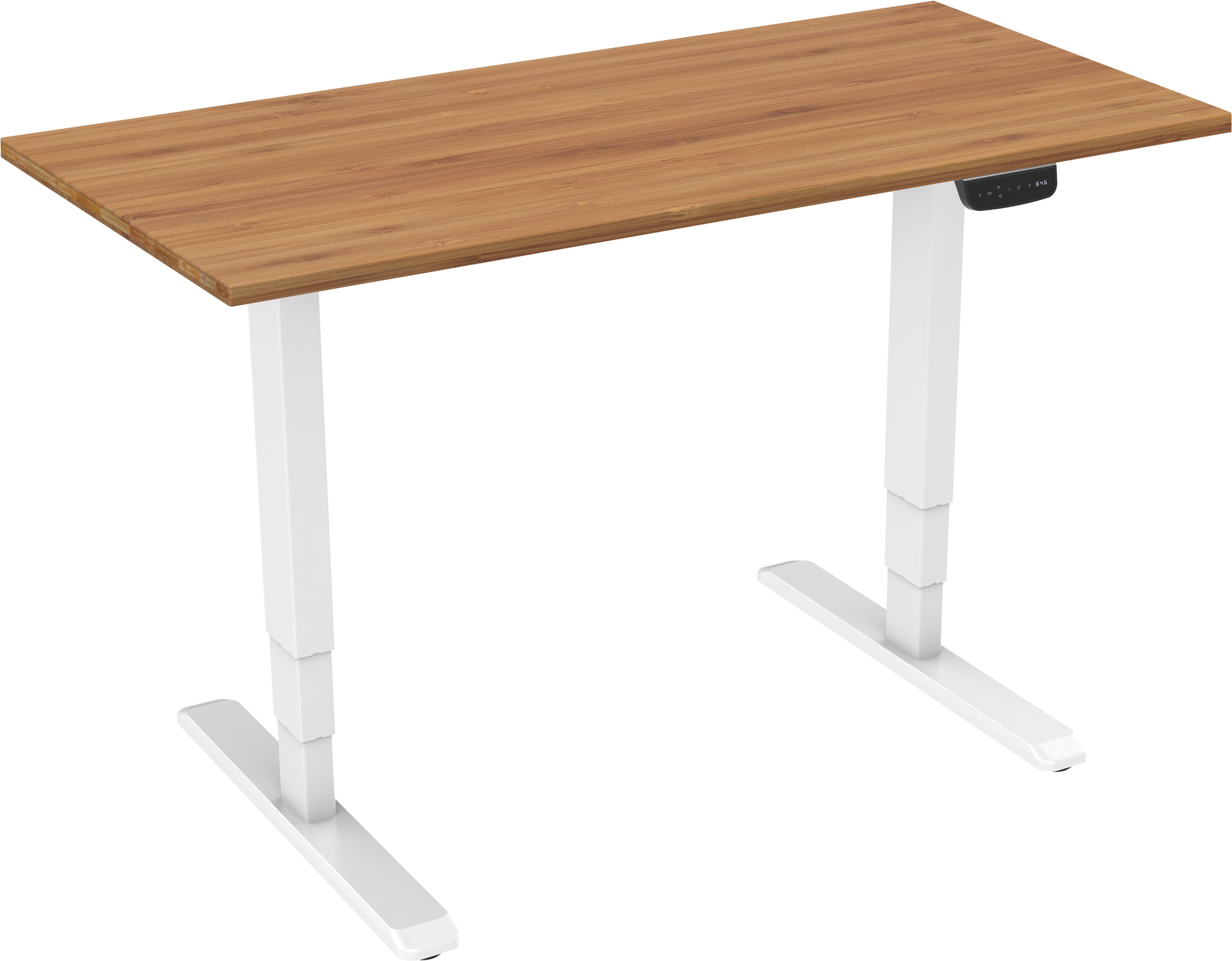 AlzaErgo Table ET1 NewGen bílý s bambusovou deskou 160x80 cm