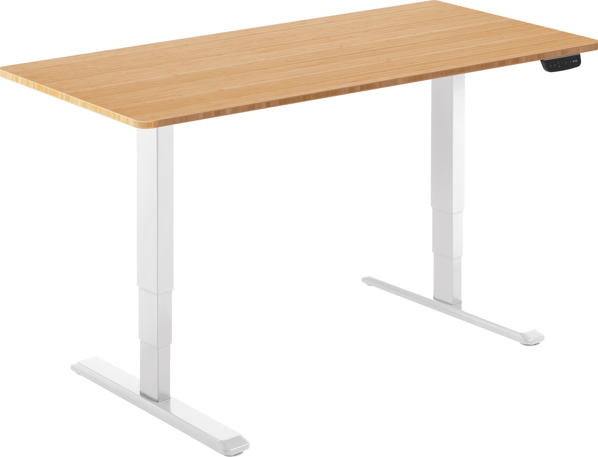 AlzaErgo Table ET1 NewGen bílý + deska 120×80 cm bambusová zaoblená