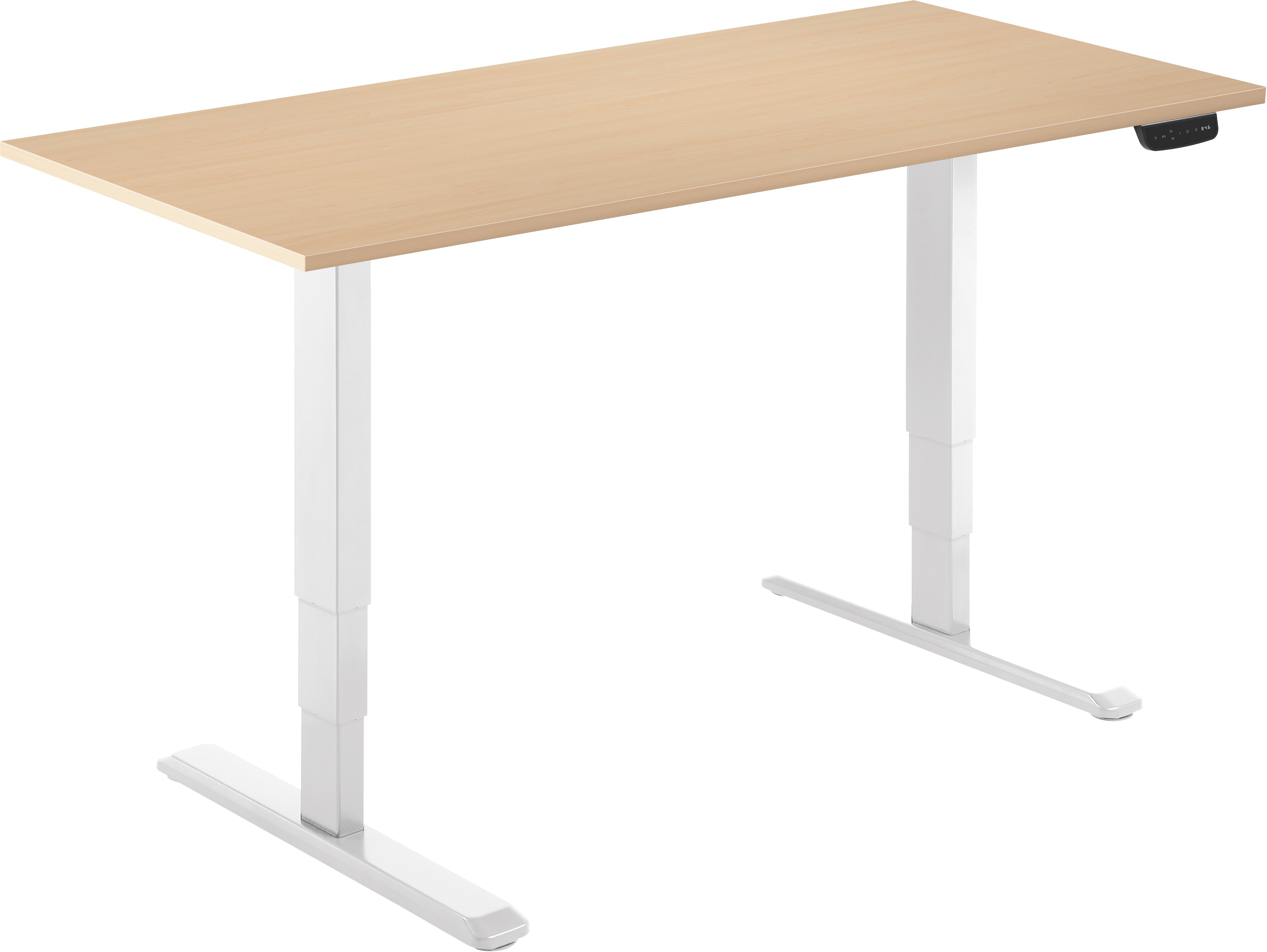 AlzaErgo Table ET1 NewGen bílý + deska 120×80 cm lamino bříza