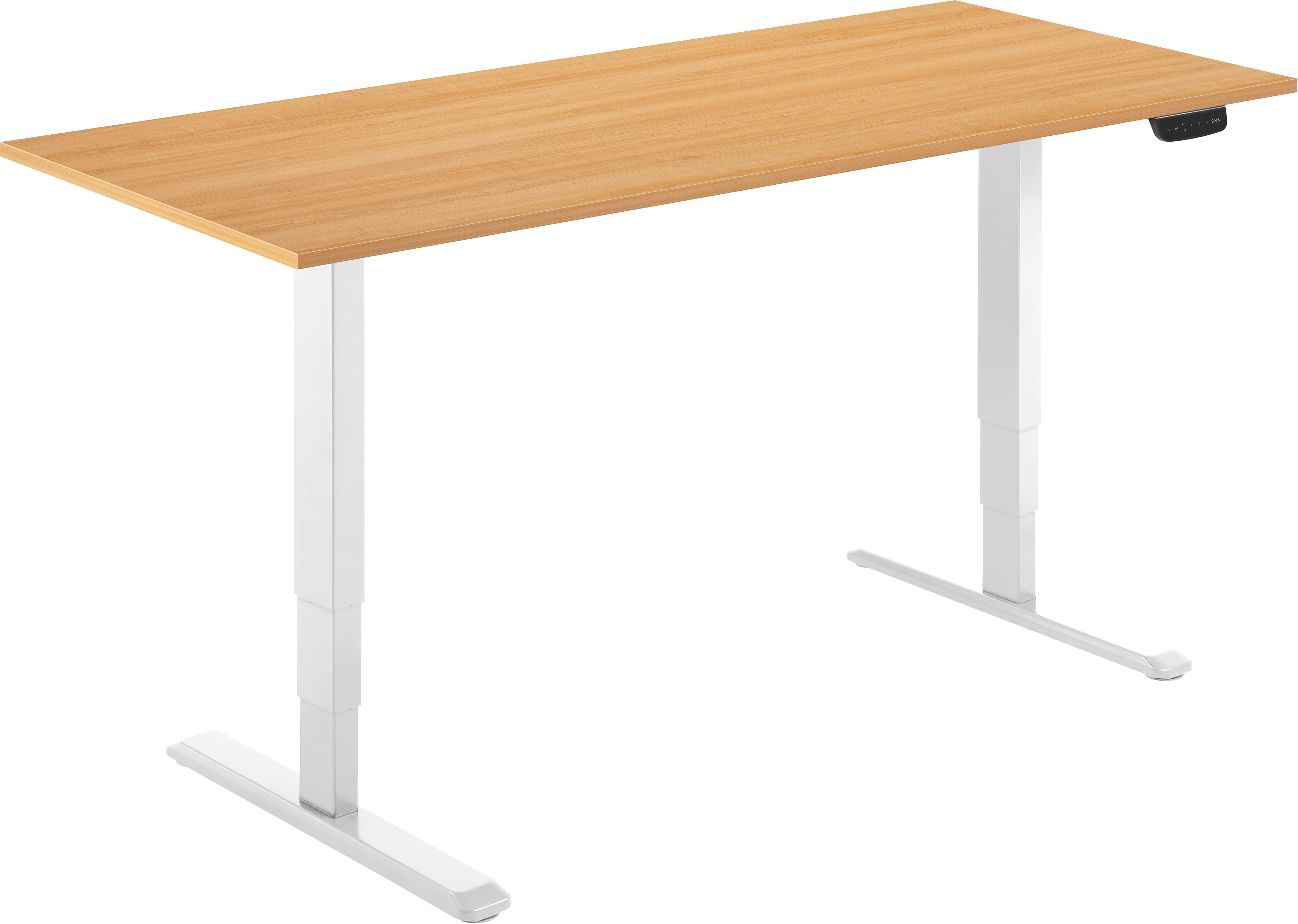 AlzaErgo Table ET1 NewGen bílý + deska 140×80 cm lamino dub