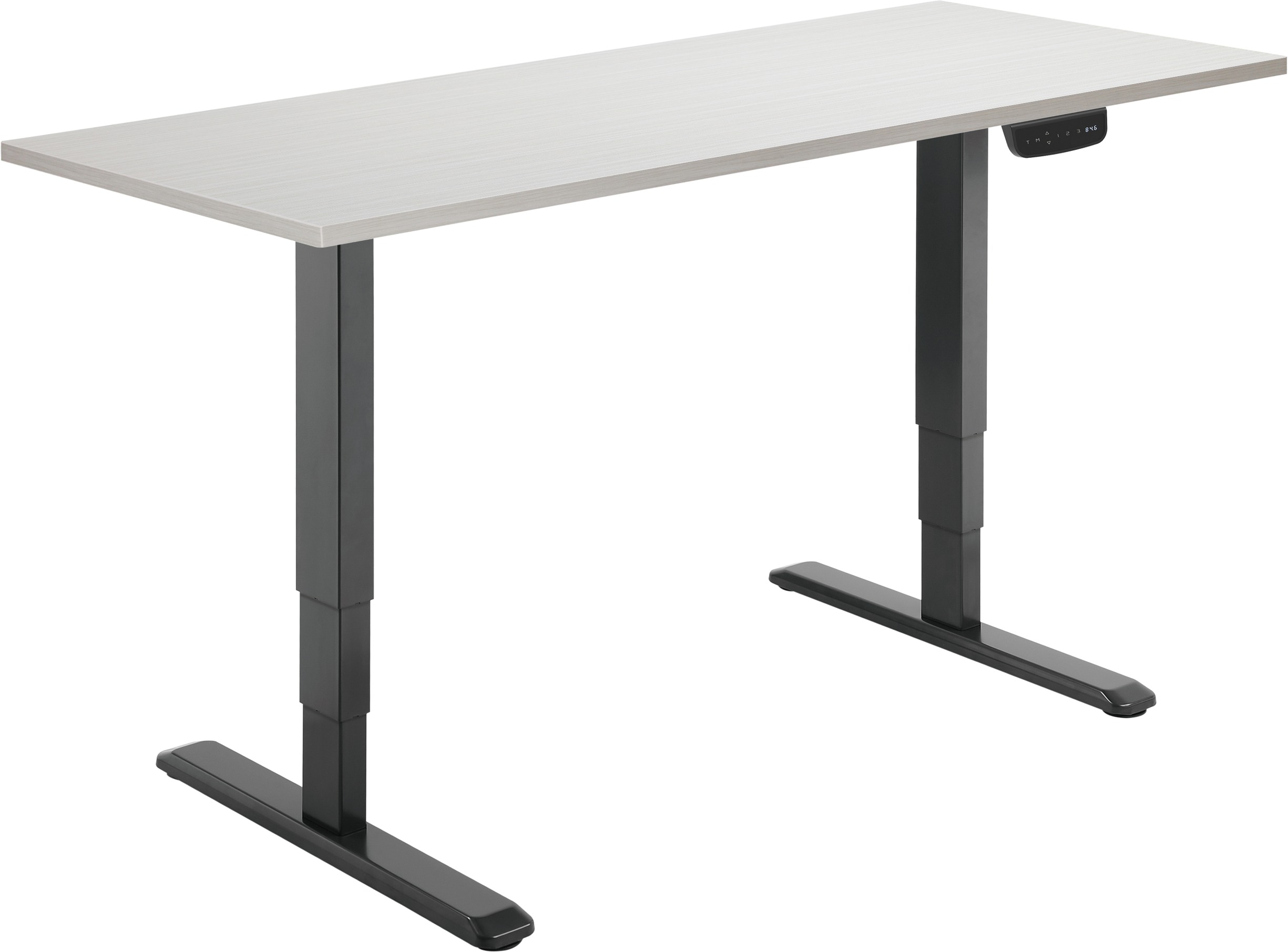 AlzaErgo Table ET1 NewGen černý s deskou 160x80 cm v bílém dubu