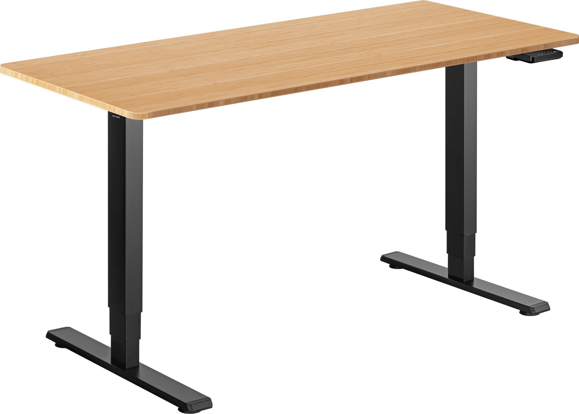 AlzaErgo Table ET1 Essential černý + deska 140×80 cm bambusová zaoblená