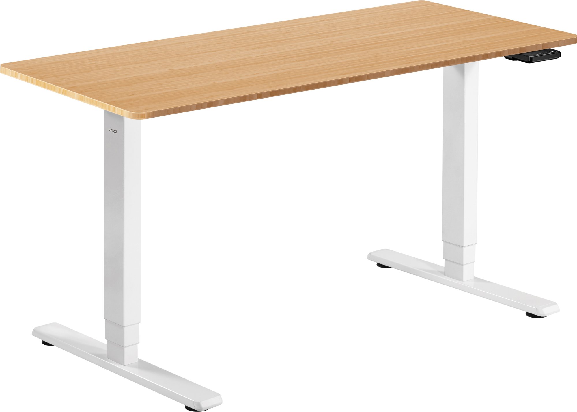 AlzaErgo Table ET1 Essential bílý + deska 140×80 cm bambusová zaoblená