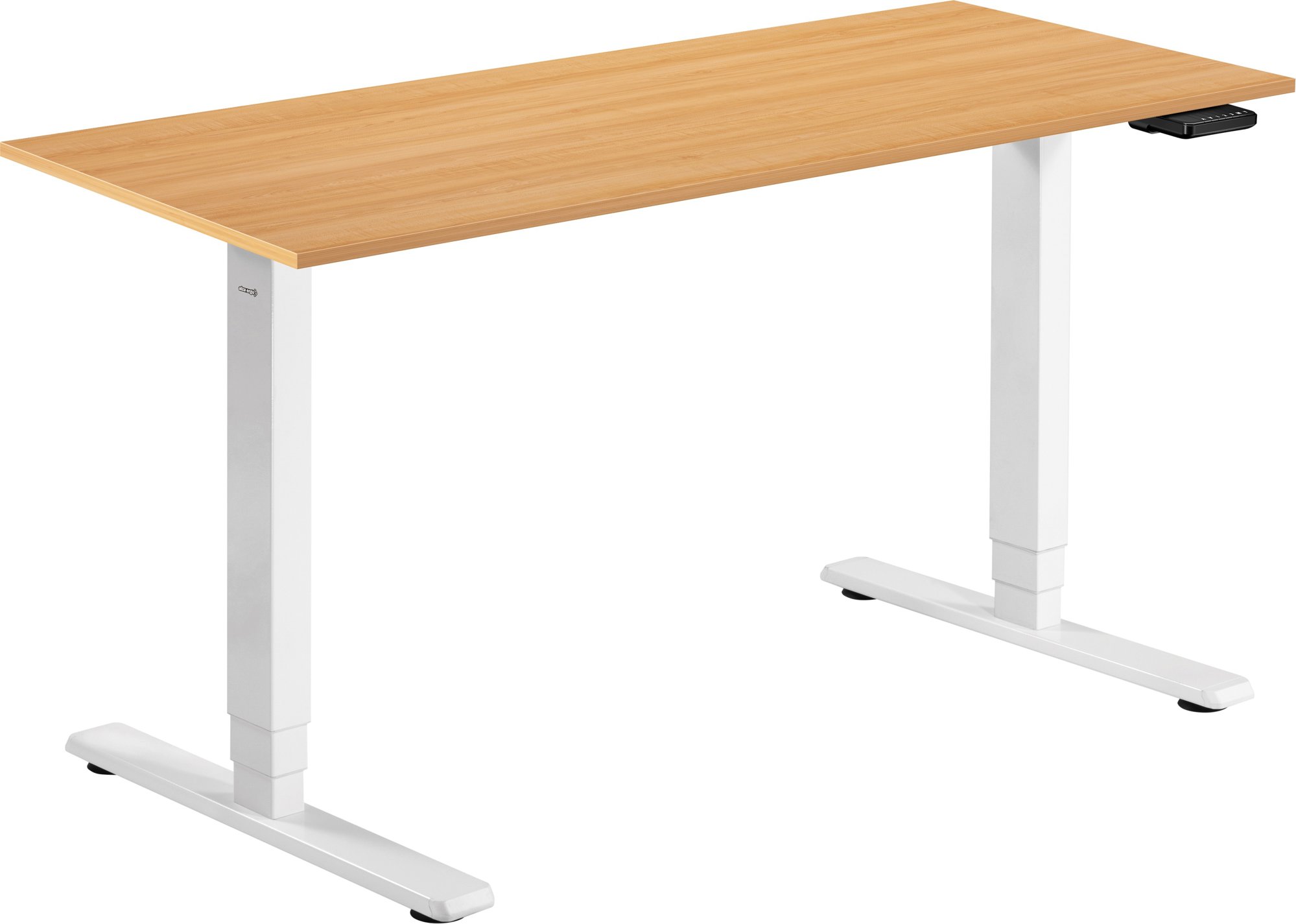 AlzaErgo Table ET1 Essential bílý + deska 140×80 cm lamino dub