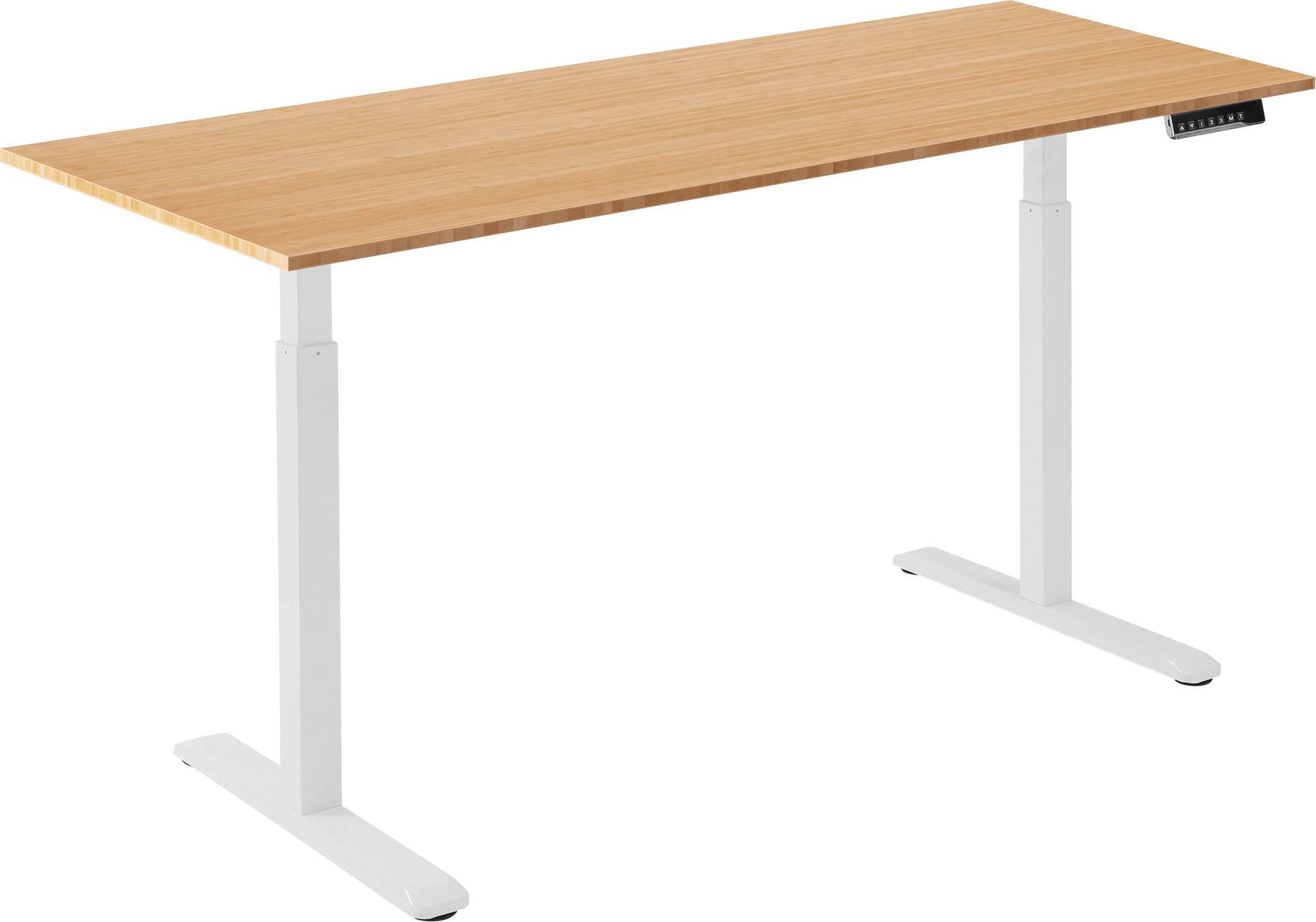 AlzaErgo Table ET2 bílý + deska 160×80 cm bambusová