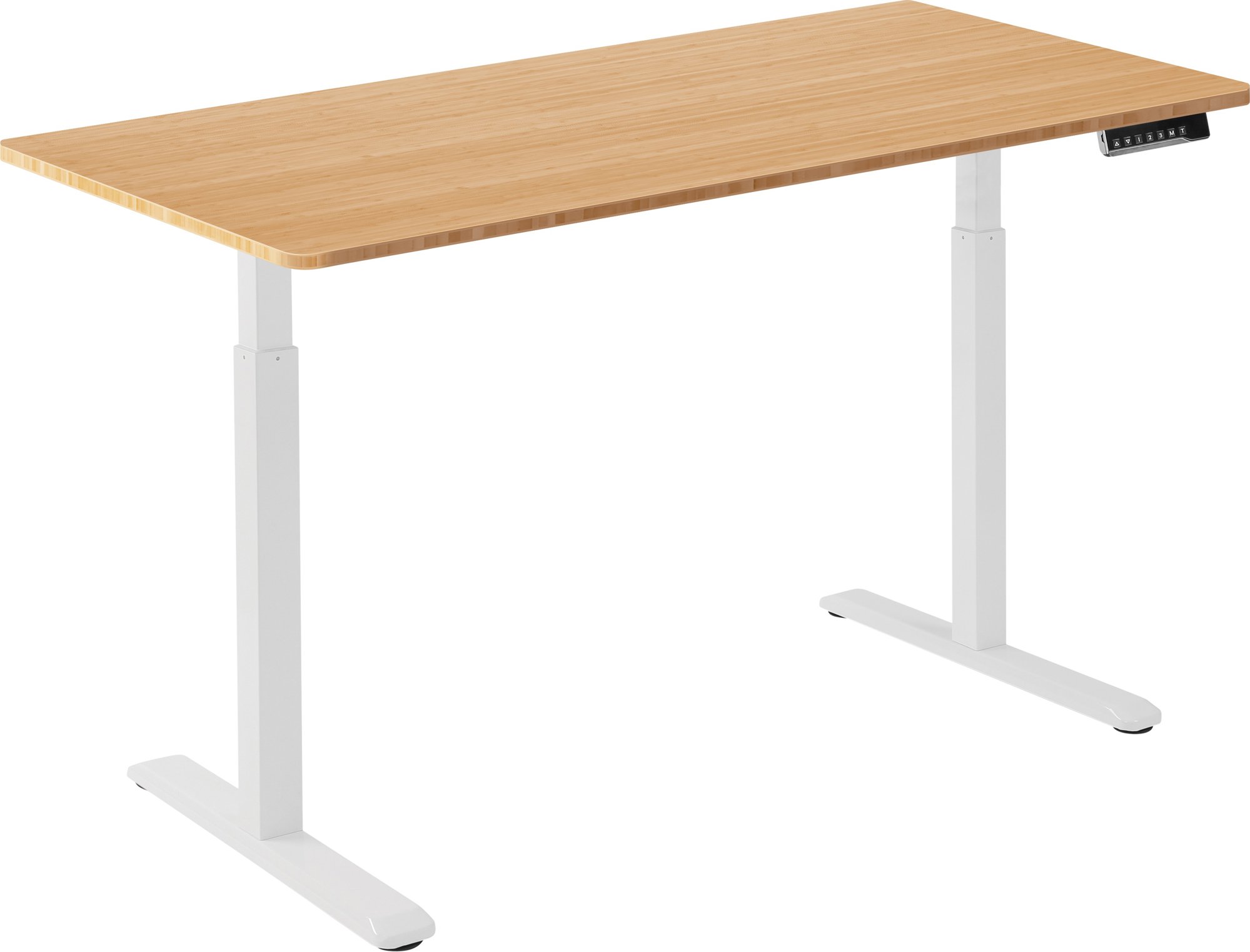 AlzaErgo Table ET2 bílý + deska 120×80 cm bambusová zaoblená