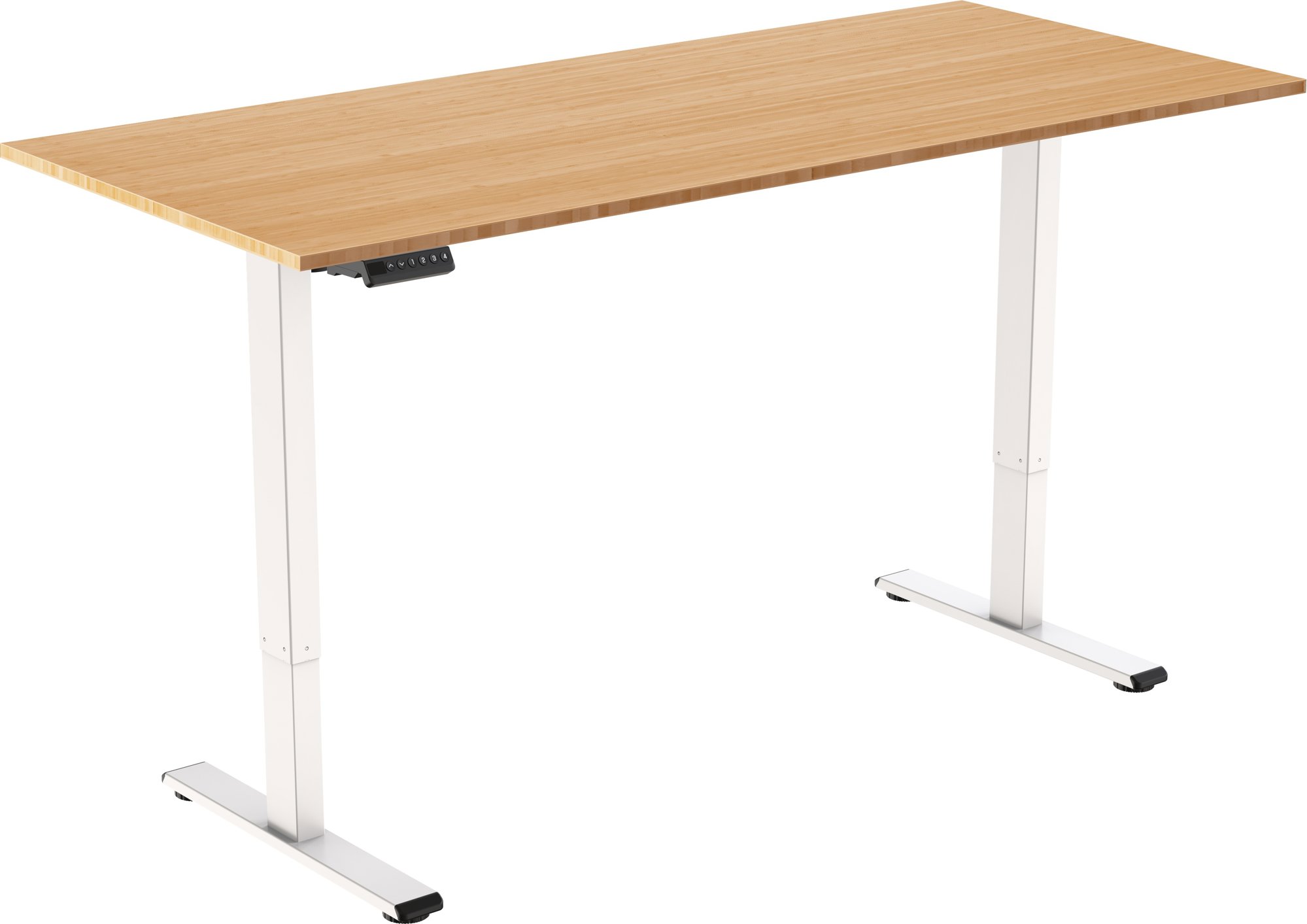 AlzaErgo Table ET2 Essential bílý + deska 140×80 cm bambusová