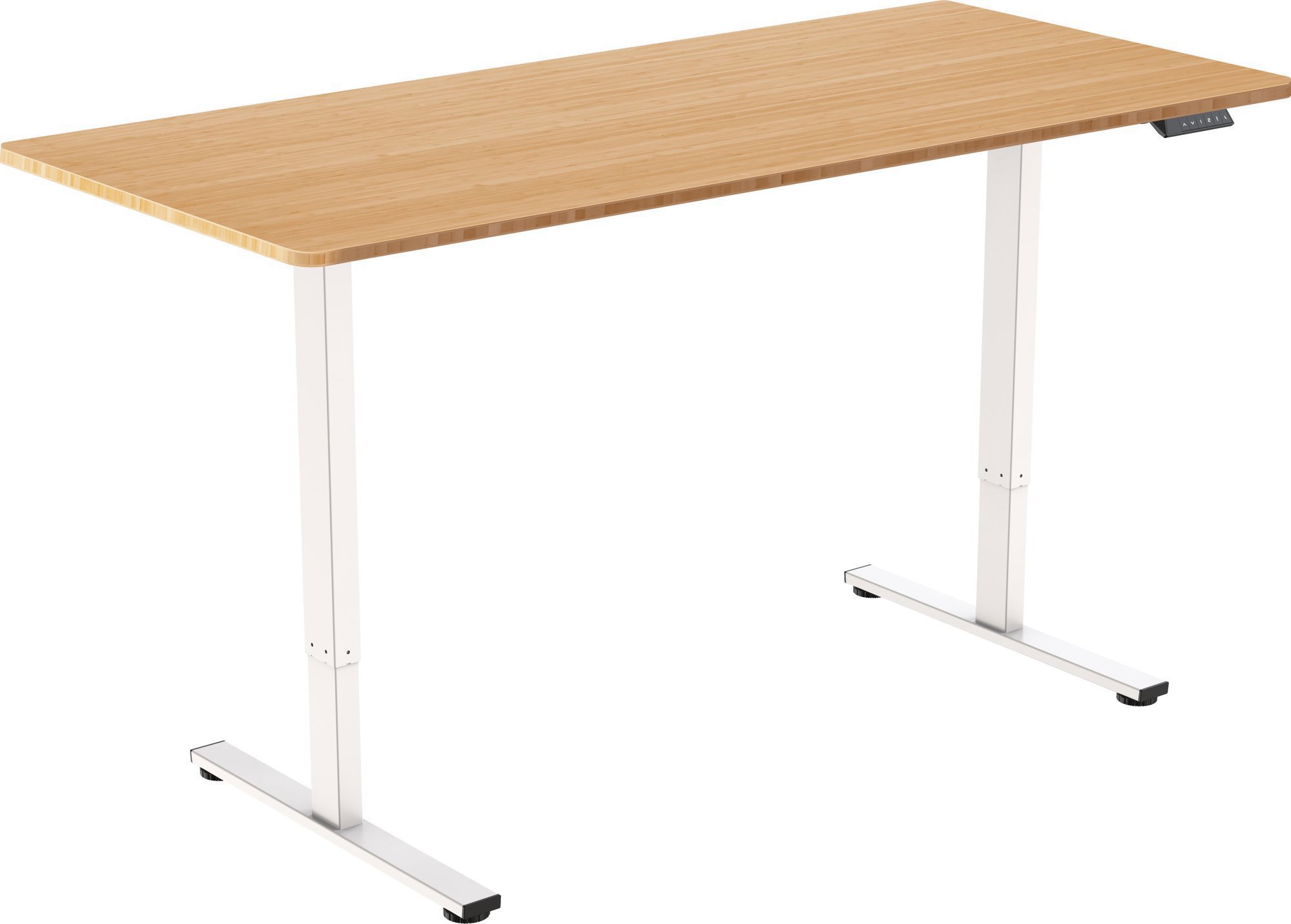 AlzaErgo Table ET2 Core bílý + deska 140×80 cm bambusová zaoblená