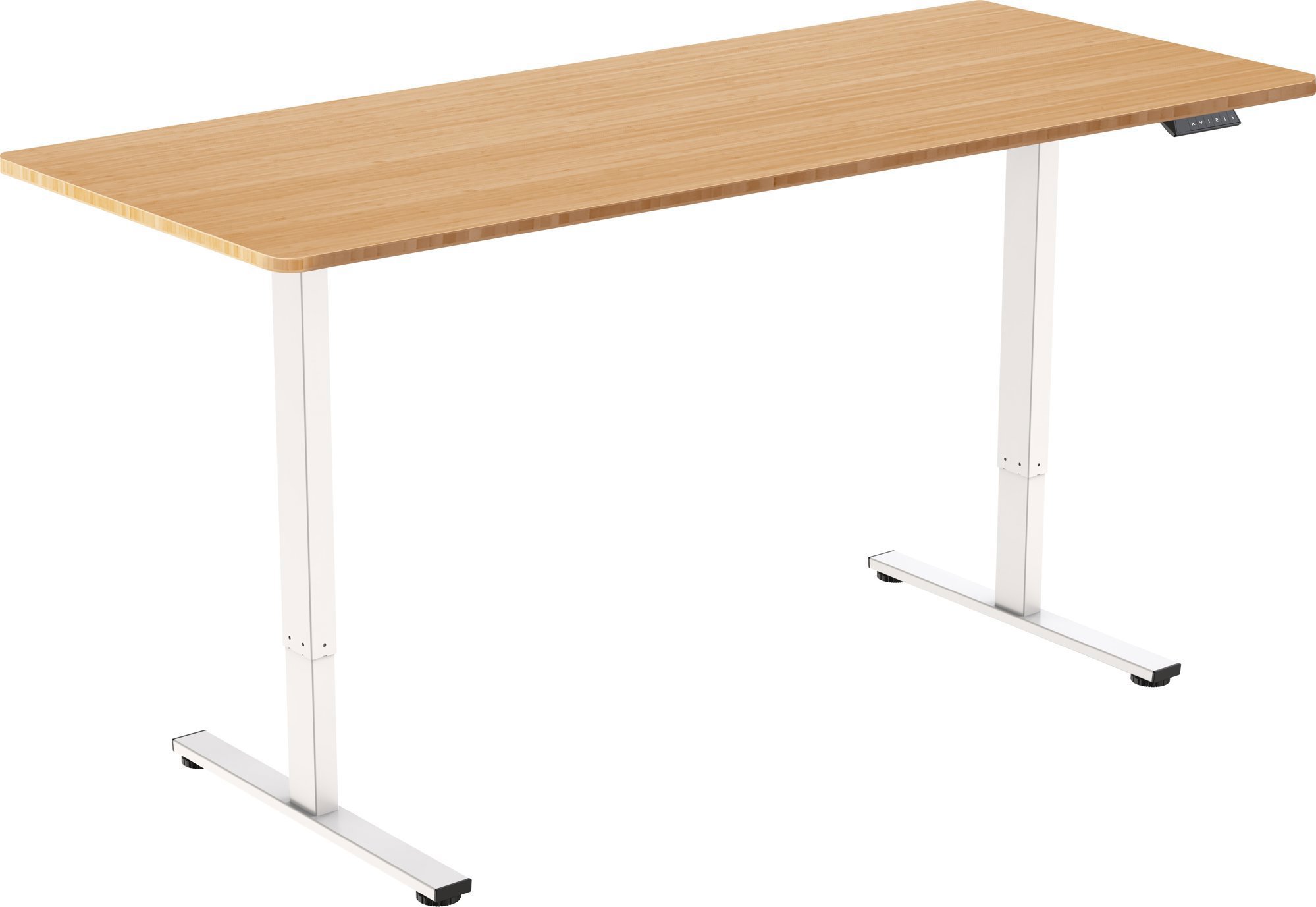AlzaErgo Table ET2 Core bílý + deska 160×80 cm bambusová zaoblená