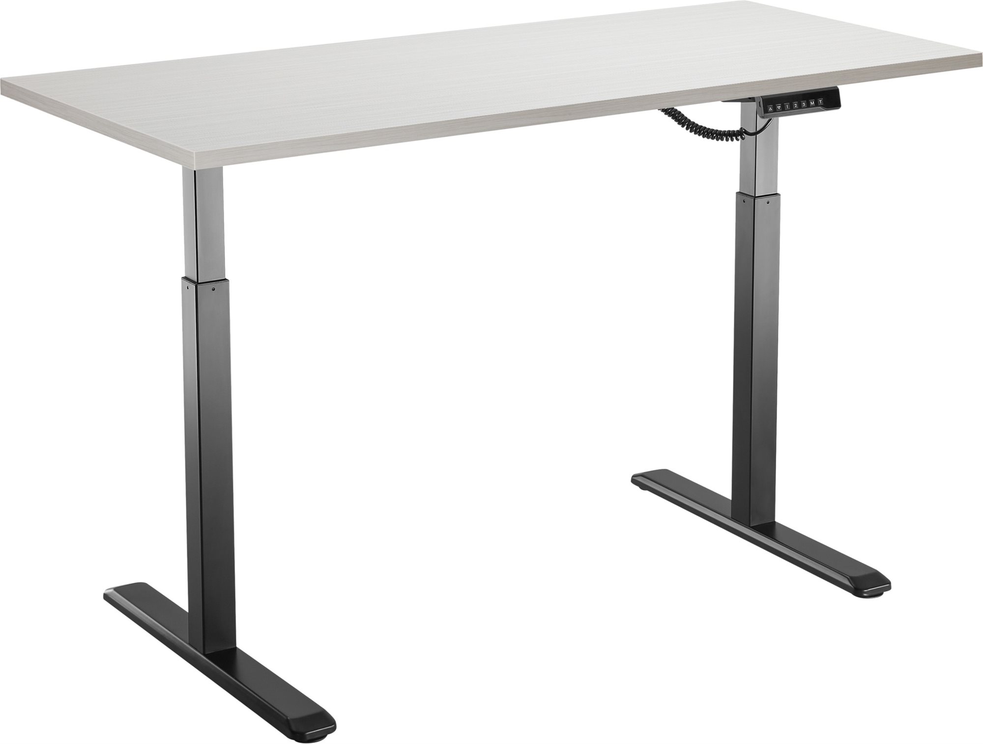 AlzaErgo Table ET2 černý s deskou 140x80 cm v lamino bílém dubu