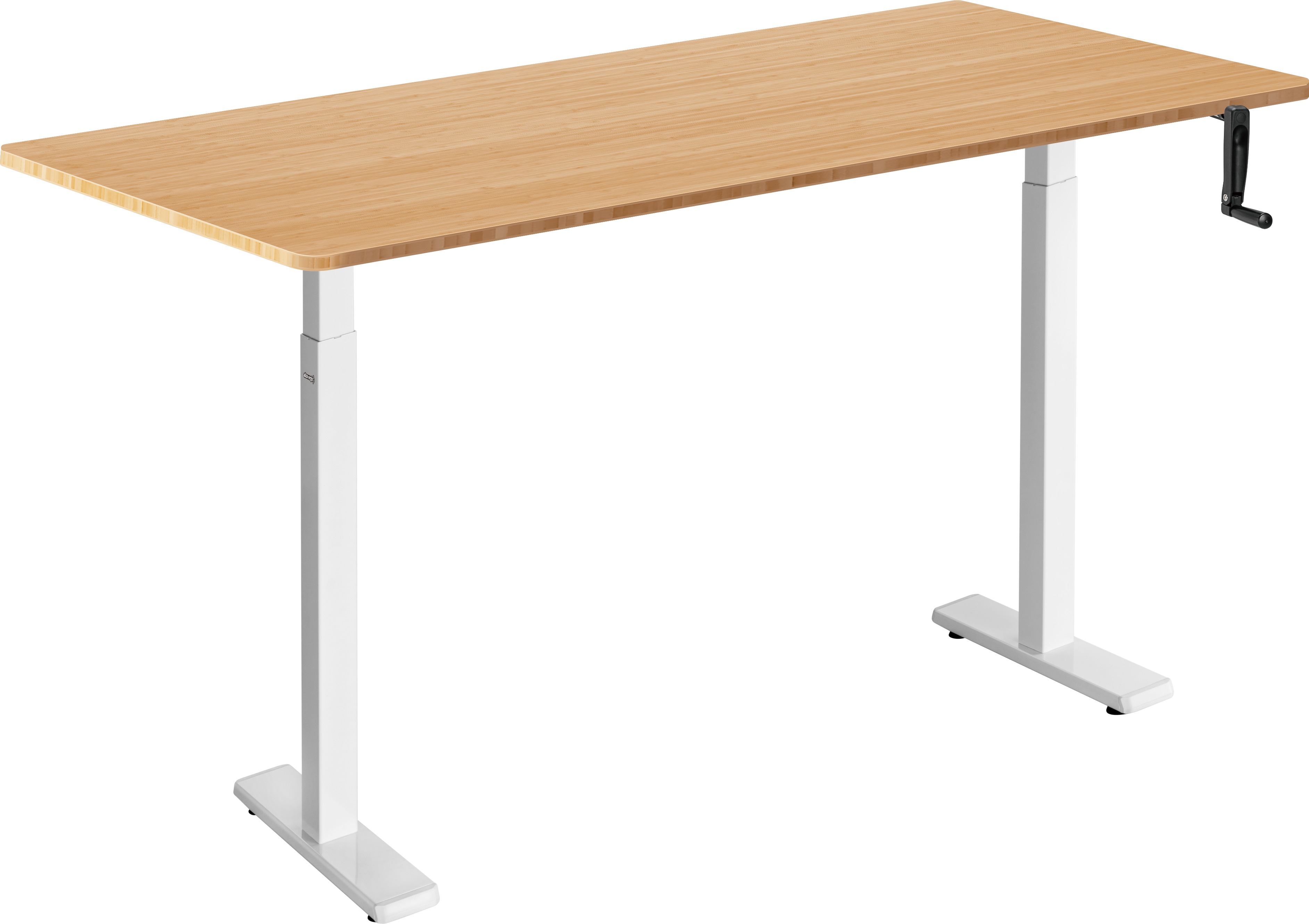 AlzaErgo Table ET3 Essential bílý + deska 140×80 cm bambusová zaoblená