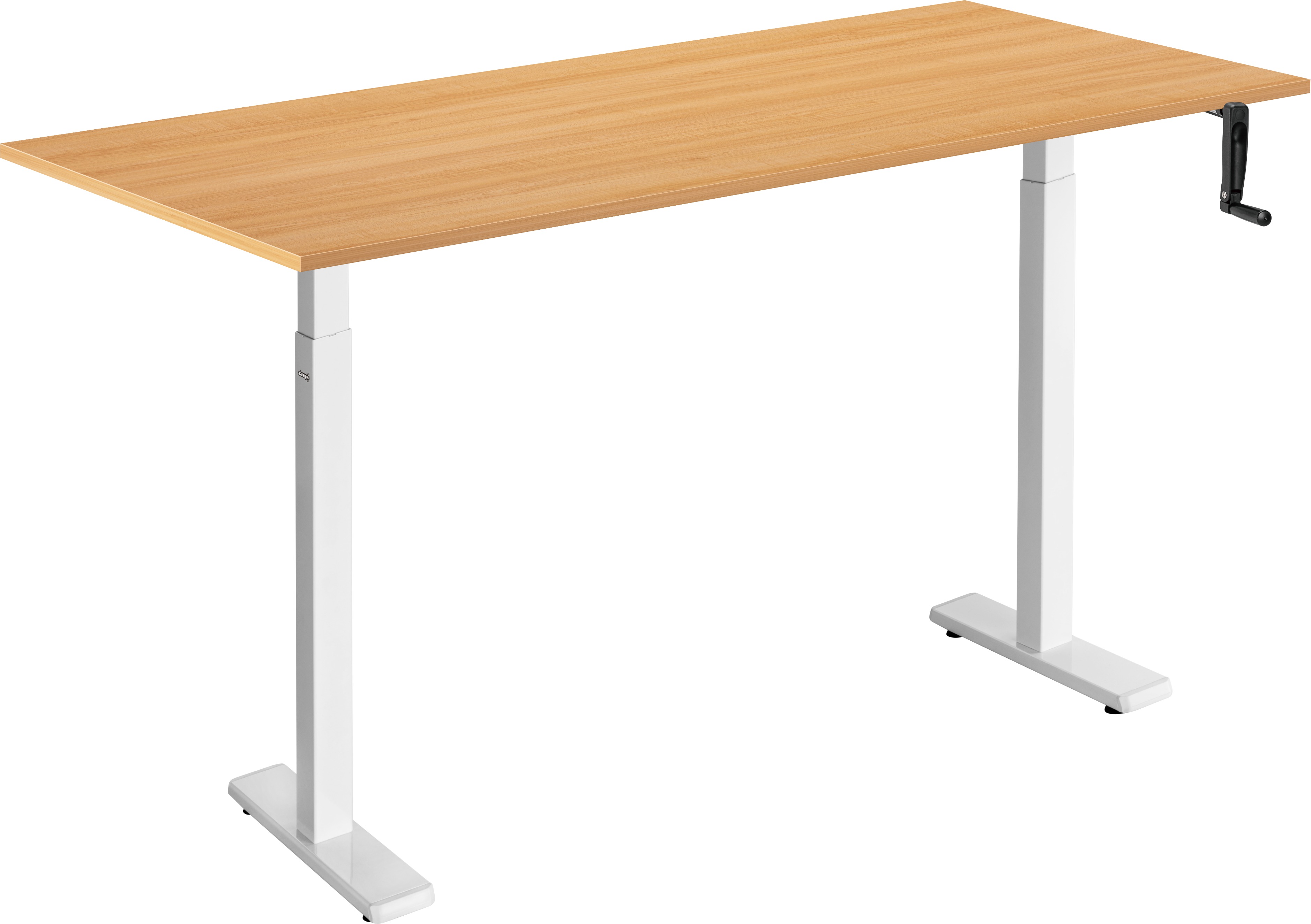 AlzaErgo Table ET3 Essential bílý + deska 140×80 cm lamino dub
