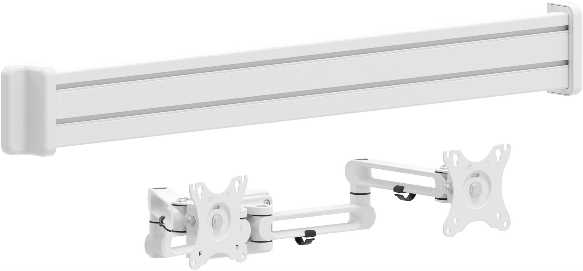 AlzaErgo Slatwall SWP110 Lišta bílá + SWMP220 Úchyty bílé + SWAD510 Držák bílý