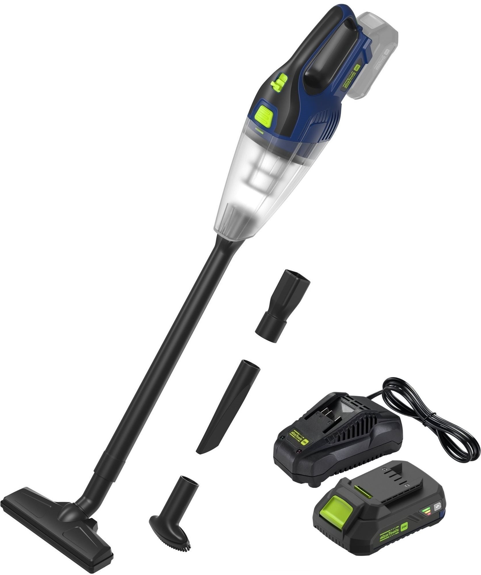 ALZATOOLS Ruční vysavač AKU, CVC20V BatteryONE 20V + 2,4A nabíječka + 2Ah baterie