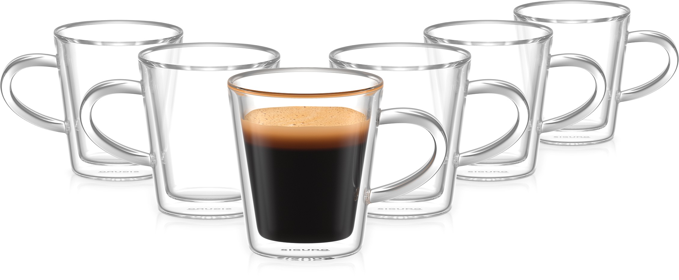 Siguro Hrnek z dvoustěnného skla Espresso, 90 ml, 6 ks