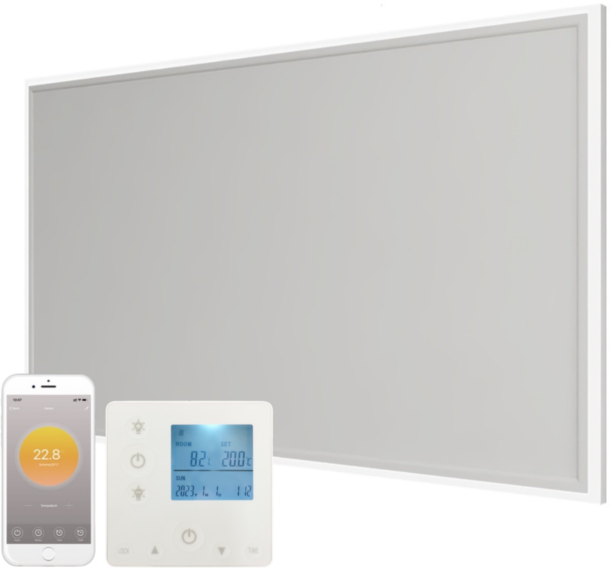 InfraTherm Stropní infrapanel Ceiling LED 660 W 108 × 63 cm, LED světlo, WiFi, termostat