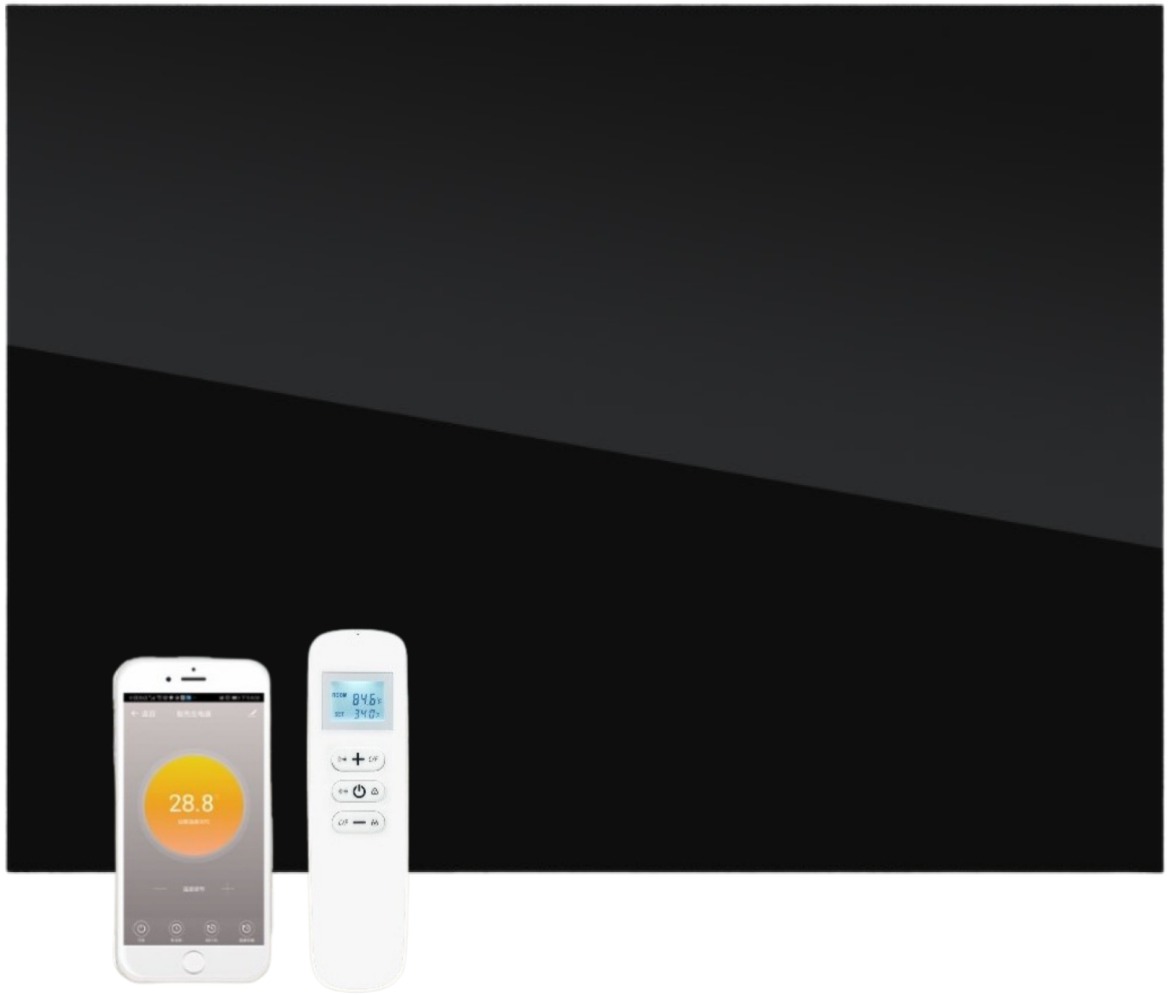 InfraTherm Nástěnný skleněný infrapanel GLASS 450 W černý 80 × 60 cm, WiFi, termostat