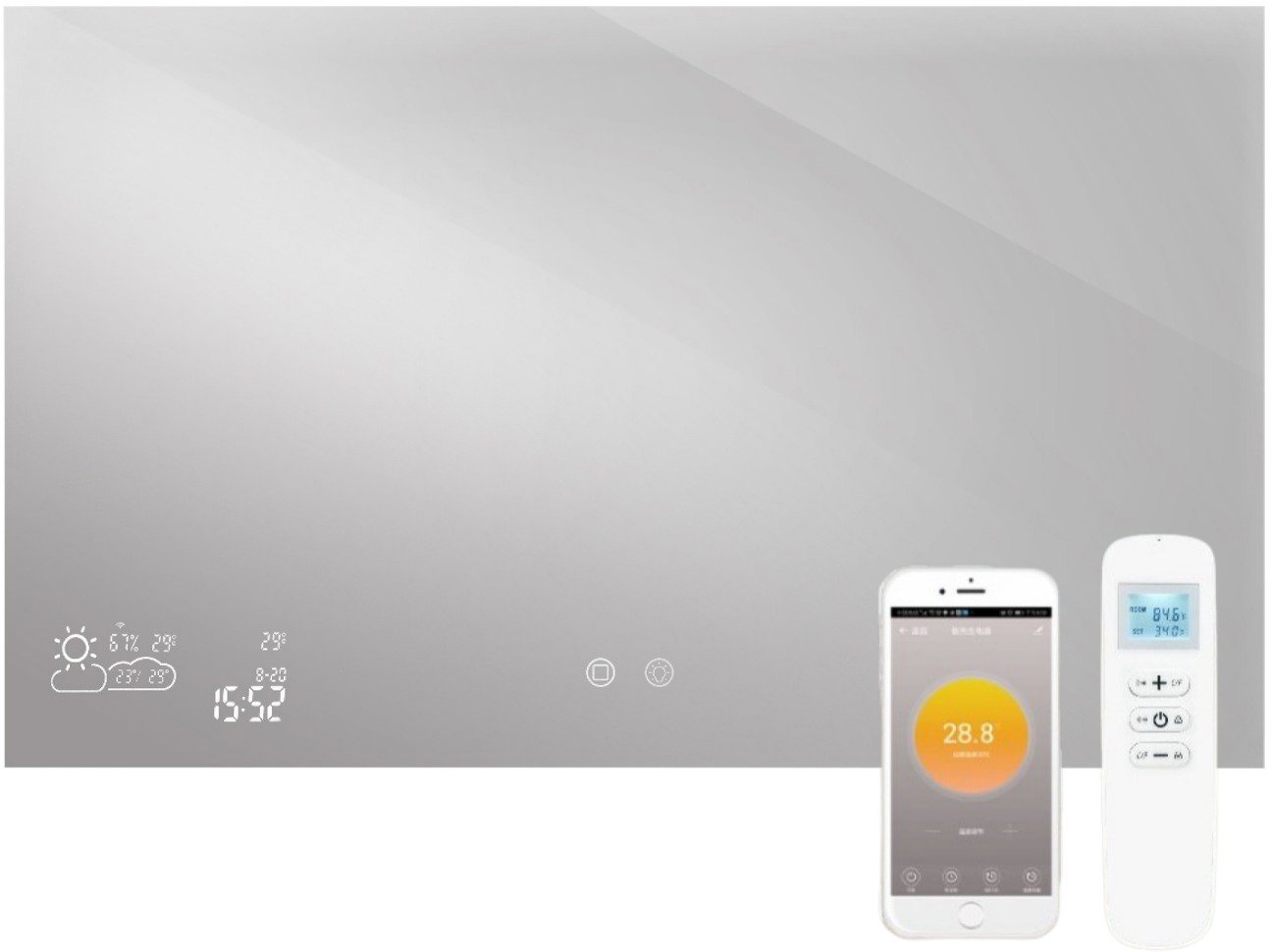 InfraTherm Nástěnné Infra chytré zrcadlo SMART 250 W 60 × 80 cm, na šířku, WiFi, LED osvětlení