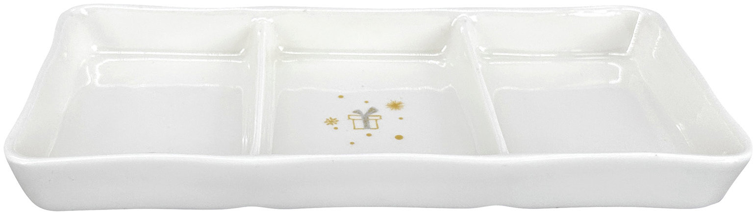 by inspire Porcelánová servírovací miska Zlatá Koleda 2025, se 3 přihrádkami, 21 × 9 cm