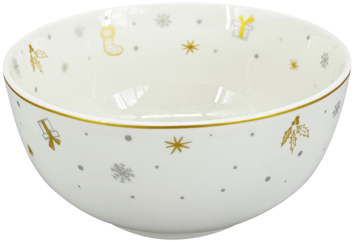 by inspire Porcelánová miska Stříbrná Koleda 15 cm, stříbrná/zlatá