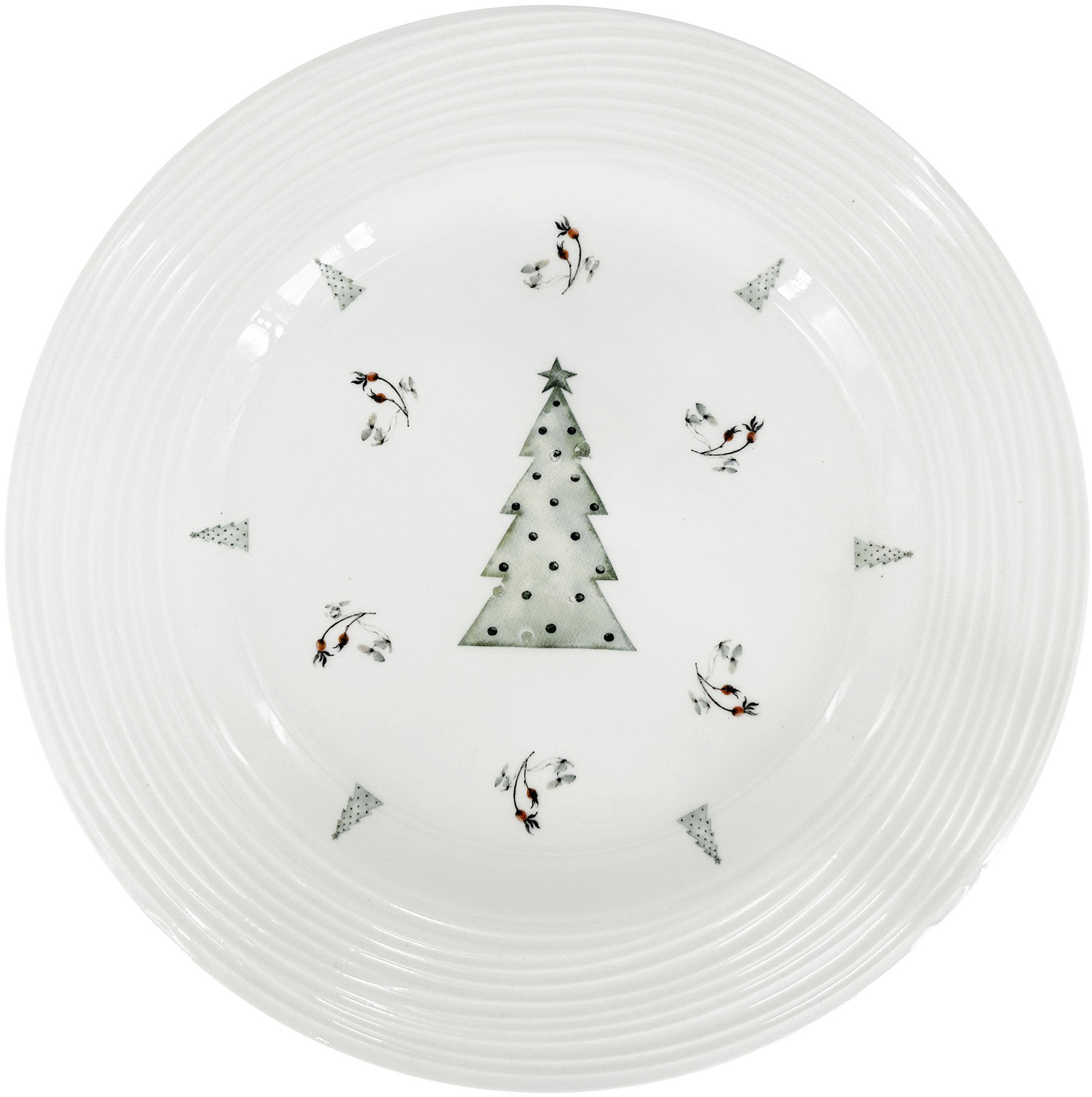 by inspire Porcelánový mělký talíř Croft Advent Berries, 27,5 cm, zelený/červený
