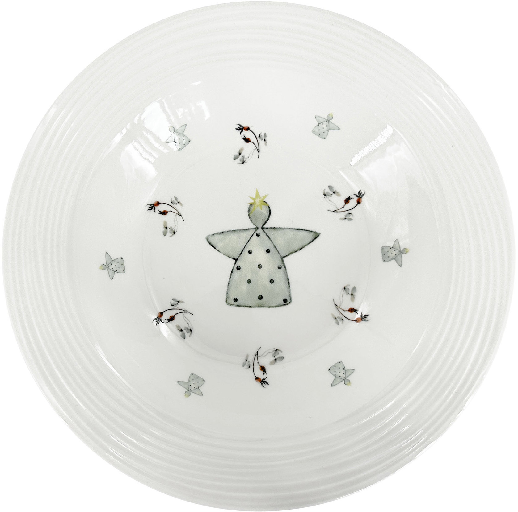 by inspire Porcelánový polévkový talíř Croft Advent Berries, 23 cm, zelený/červený