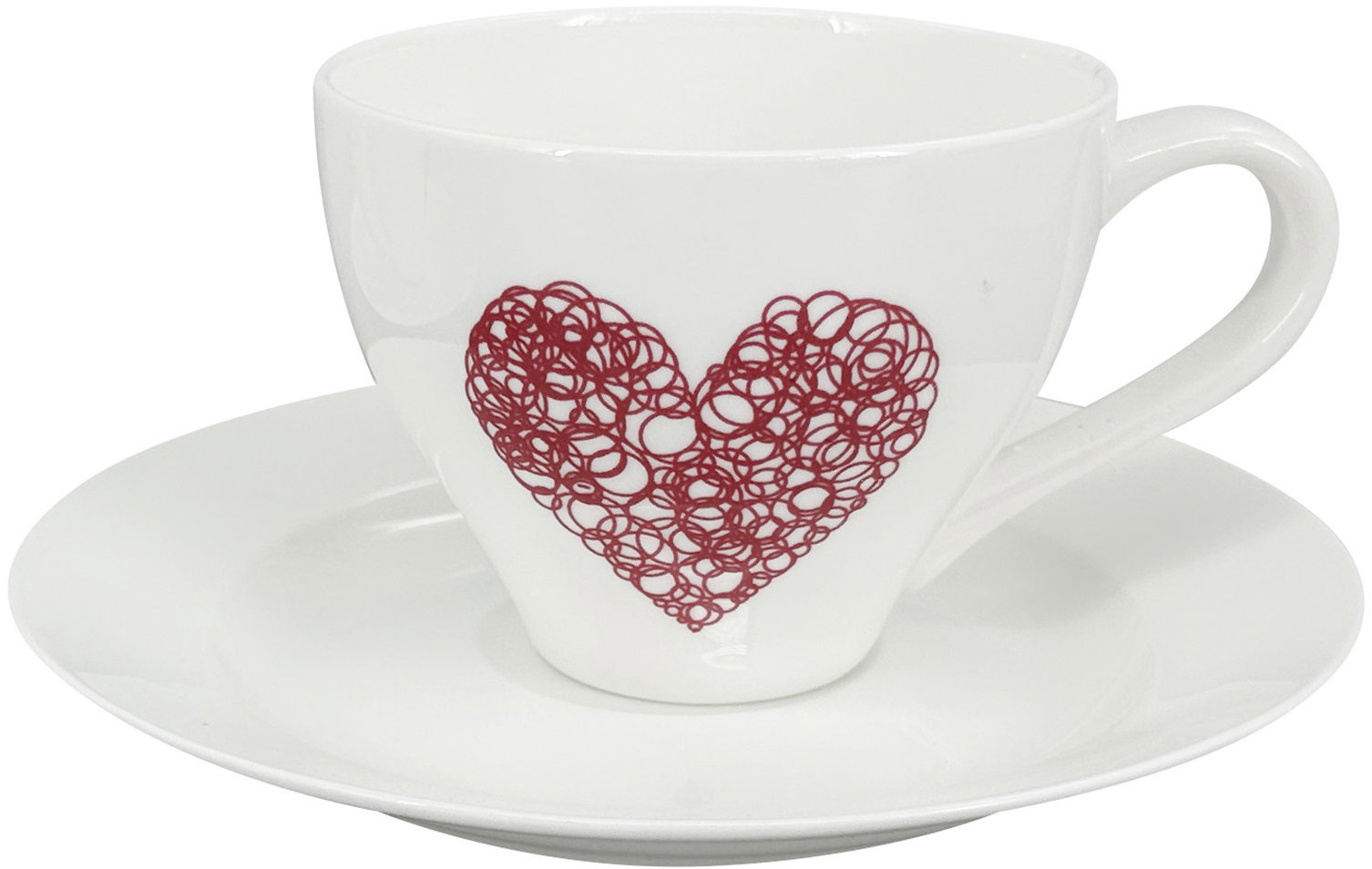 by inspire Porcelánový šálek s podšálkem Elano Heart B 200 ml, bílý/červený