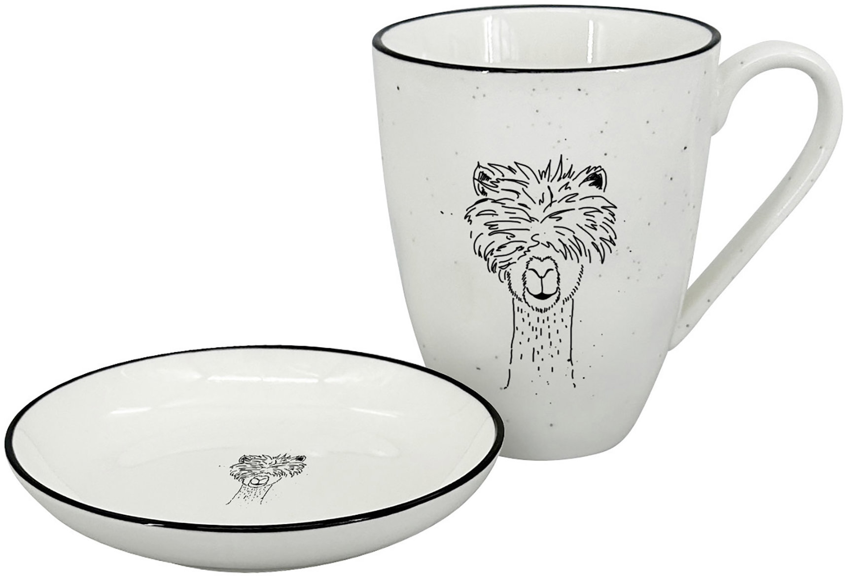 by inspire Set 2 ks, hrnek 450 ml a mistička Lama C, bílá/černá