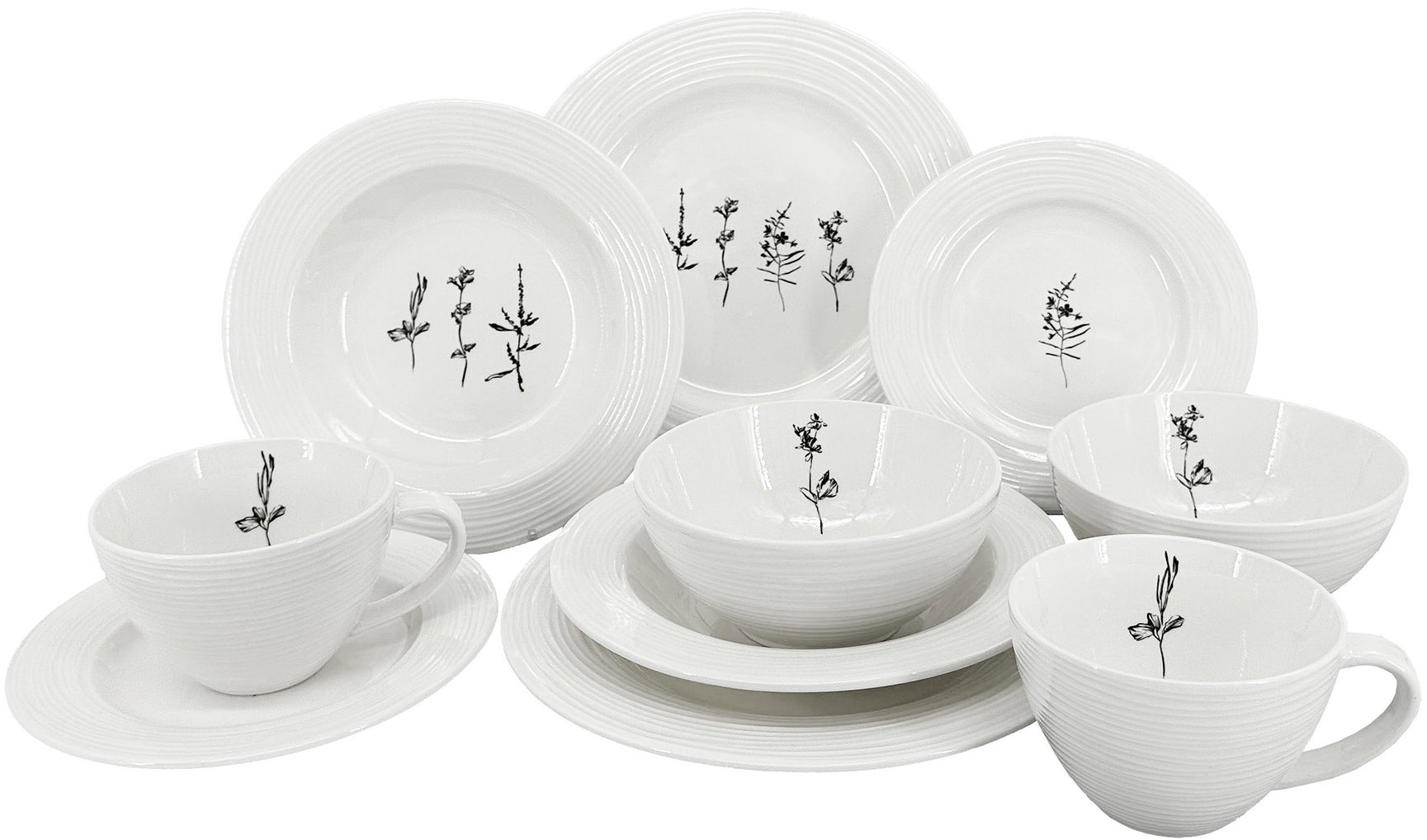 by inspire Porcelánová souprava Croft Wild - talíře, misky, hrnky - 10 ks