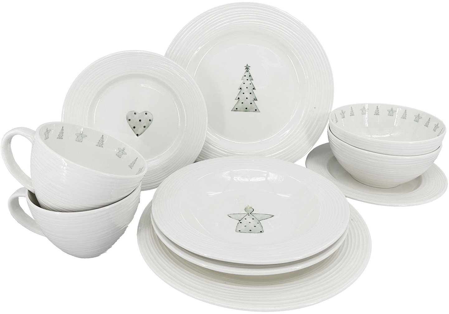 by inspire Porcelánová souprava Croft Advent - talíře, misky, hrnky - 10 ks