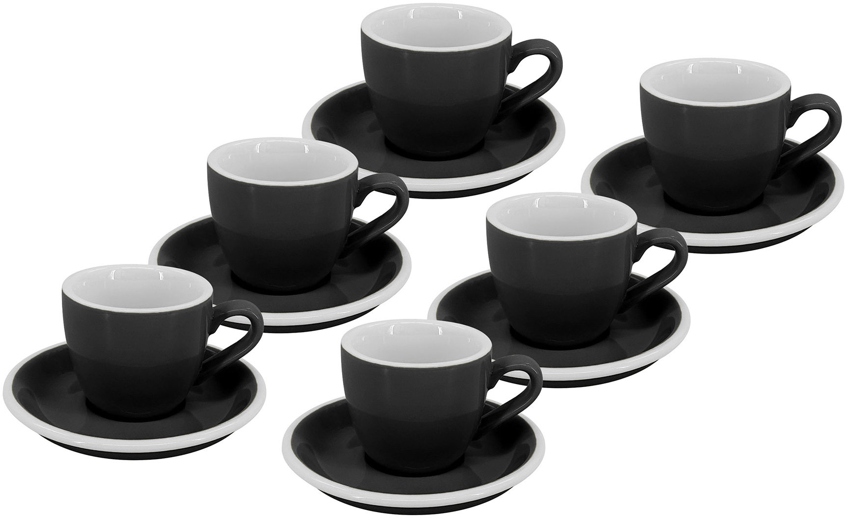 by inspire Set 6 ks - Presso šálek s podšálkem Roma, 75 ml, černý