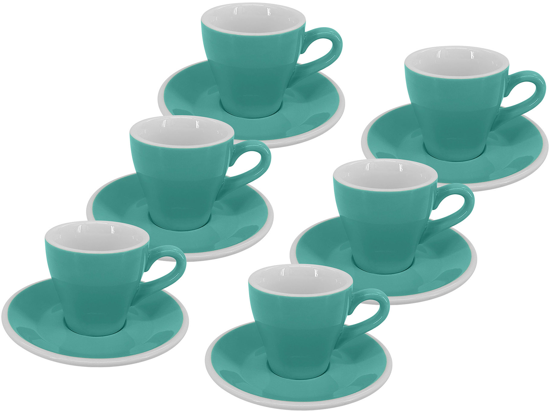by inspire Set 6 ks - Presso šálek s podšálkem Milano, 75 ml, tyrkysový